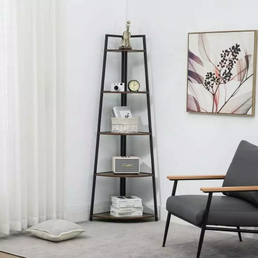 Corner Shelf 5 Tier Corner Bookshelf 70 Tall Display Organizer Storage Stand Living Room Super Dope