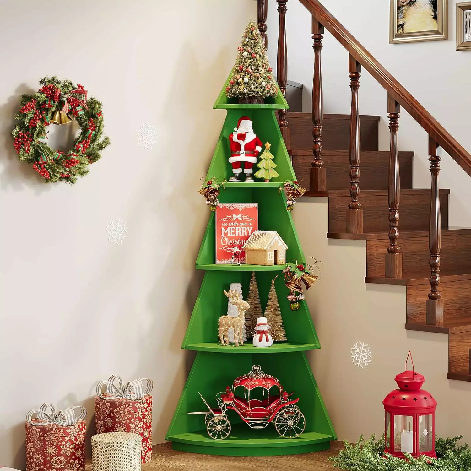 Tribesigns 5-Tier Corner Shelf 69-inch Tall Corner Bookshelf Small Spaces