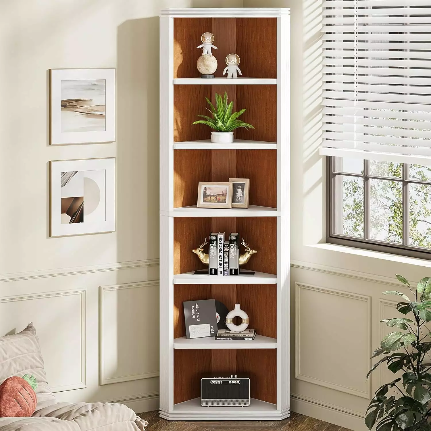 Tribesigns 7-Tier Corner Shelf 70.87 Tall Corner Bookshelf Storage Organizer