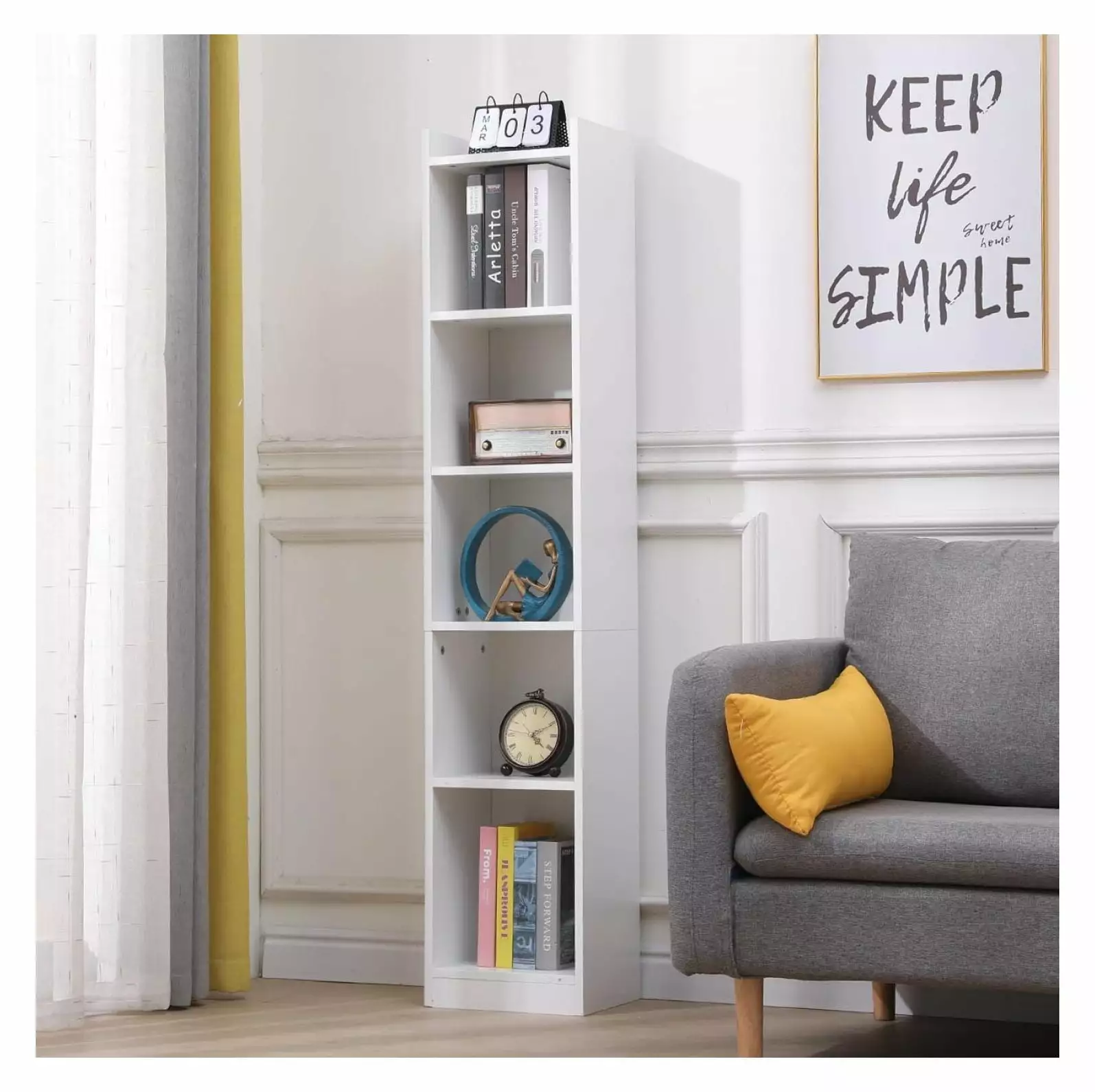 4HOMART 59.8 Tall Narrow Bookcase 6 Tier Cube Corner Bookshelf Home Office wangc123
