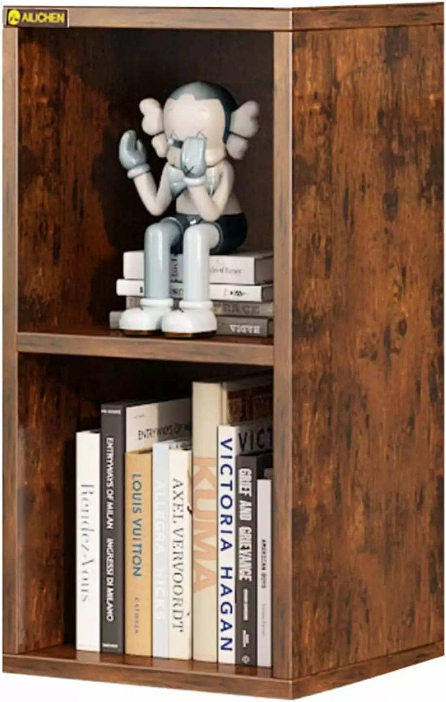23.6 Small Narrow Bookshelf Modern Wooden Corner Bookcase Stylish Storage 2 Cubes Storage Organizer Display Shelving Bedro...