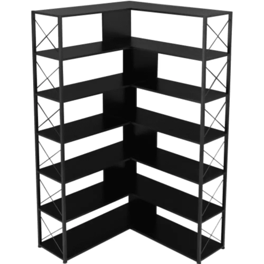 L-Shaped Corner Bookshelf Open Storage and Metal Frame Bedroom Kitchen Living Room Restaurant YRWL