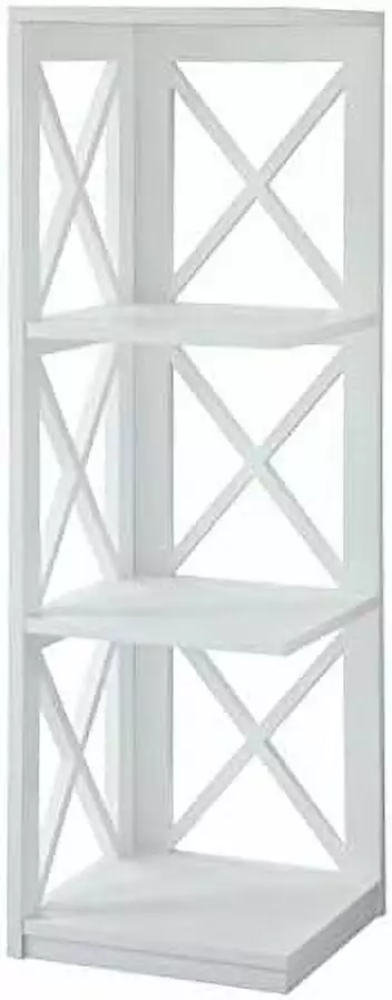 3 Tier Corner Bookcase White Small Spaces YTGFREW