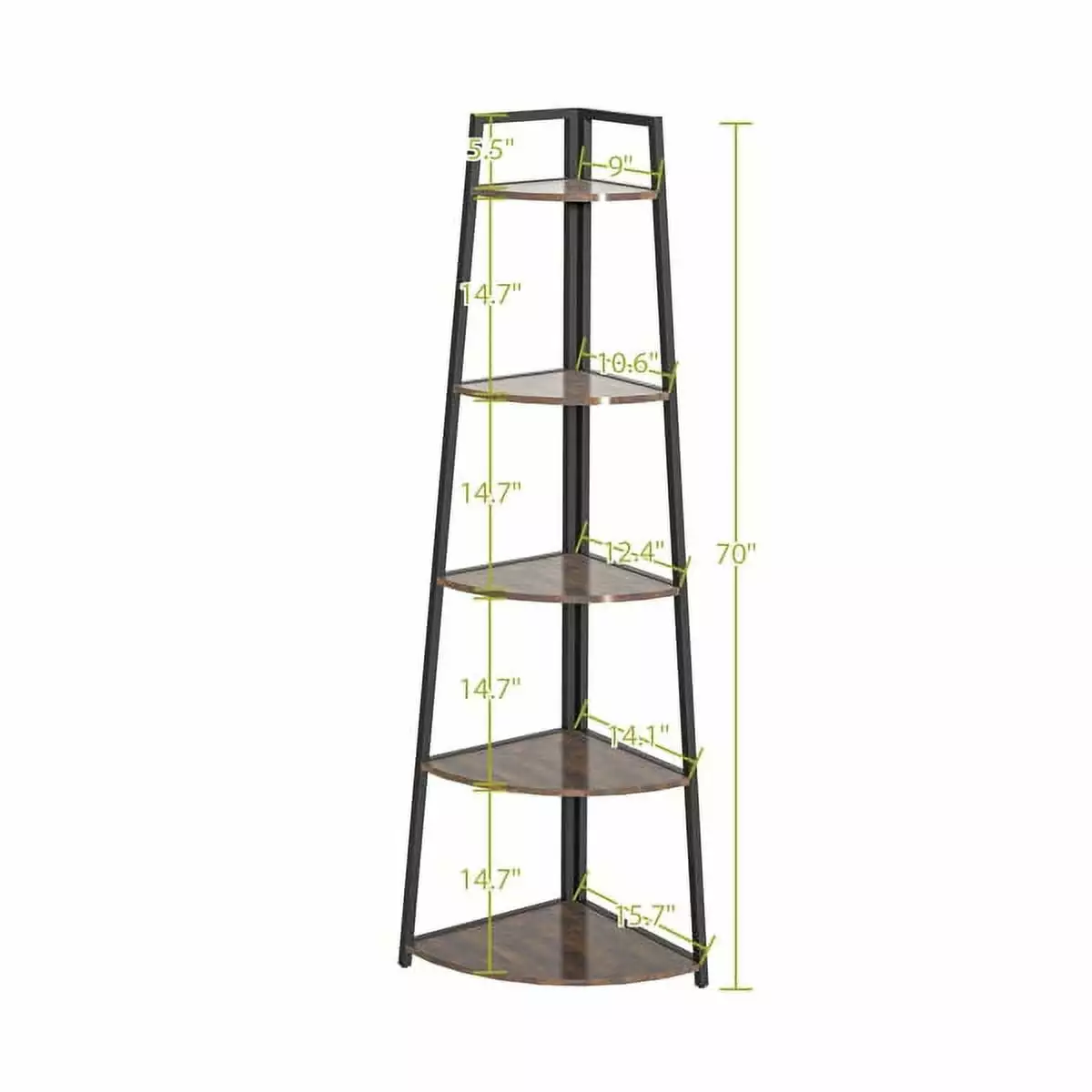 5 Tier Corner Bookshelf Multipurpose Shelving Unit Ladder Shelf Small Space YTTX
