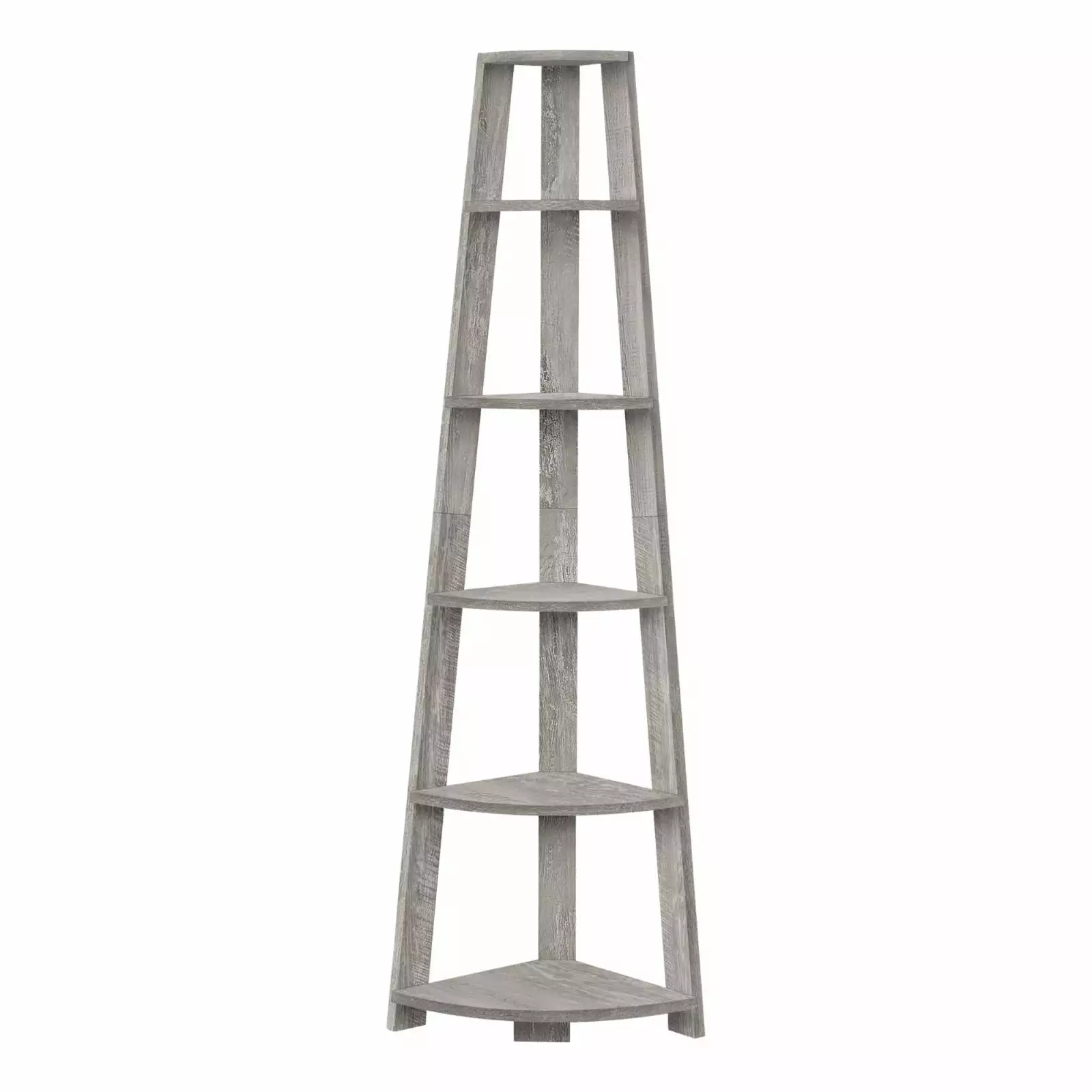 YUFENGYUFENG 5 Tier Corner Bookcase 72 Inch Tall Grey Modern Etagere Office