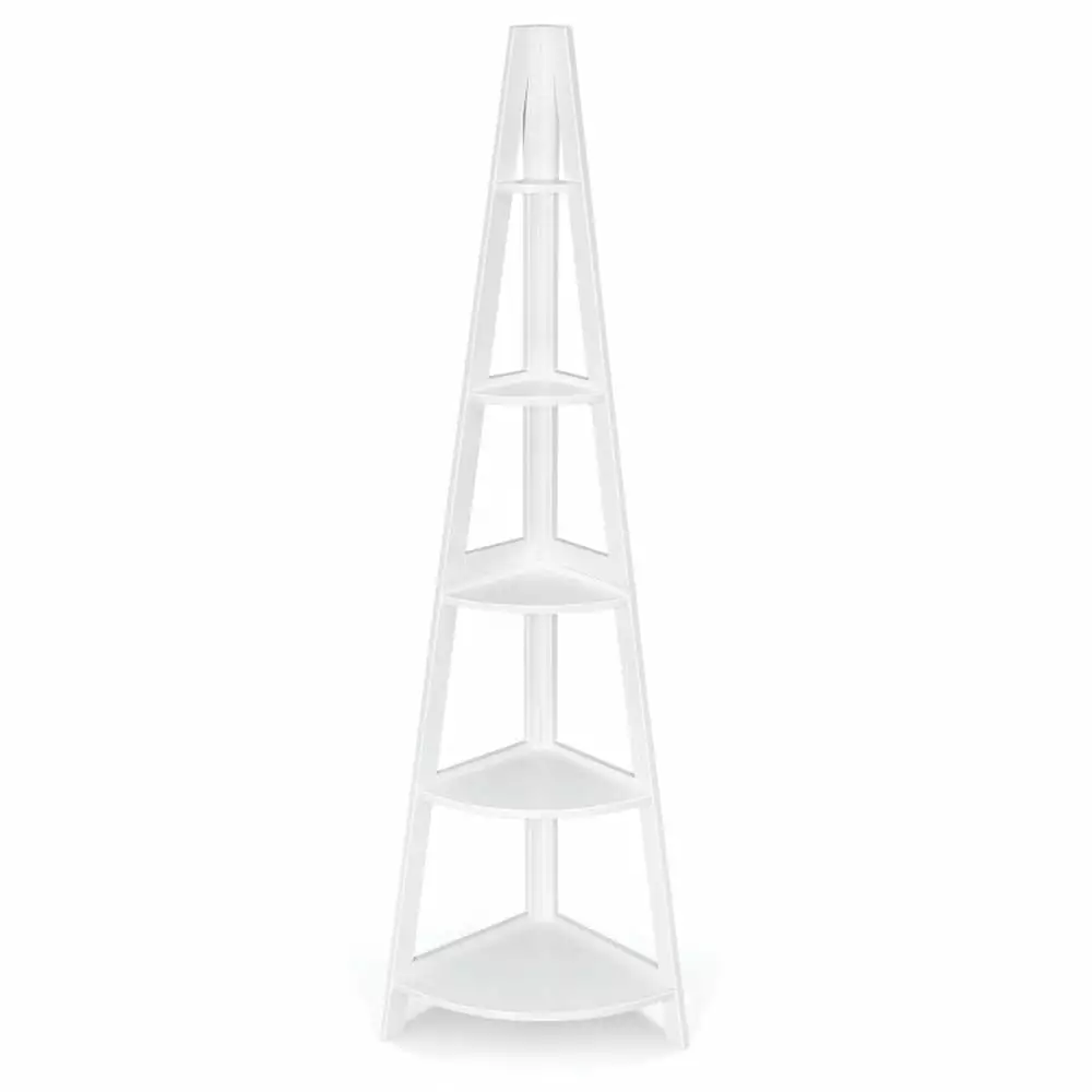 YYAo Bookshelf Bookcase Storage Flower Shelf Plant Display 5-Tier Modern Corner Bookcase Shelf Strong Wooden Frame White