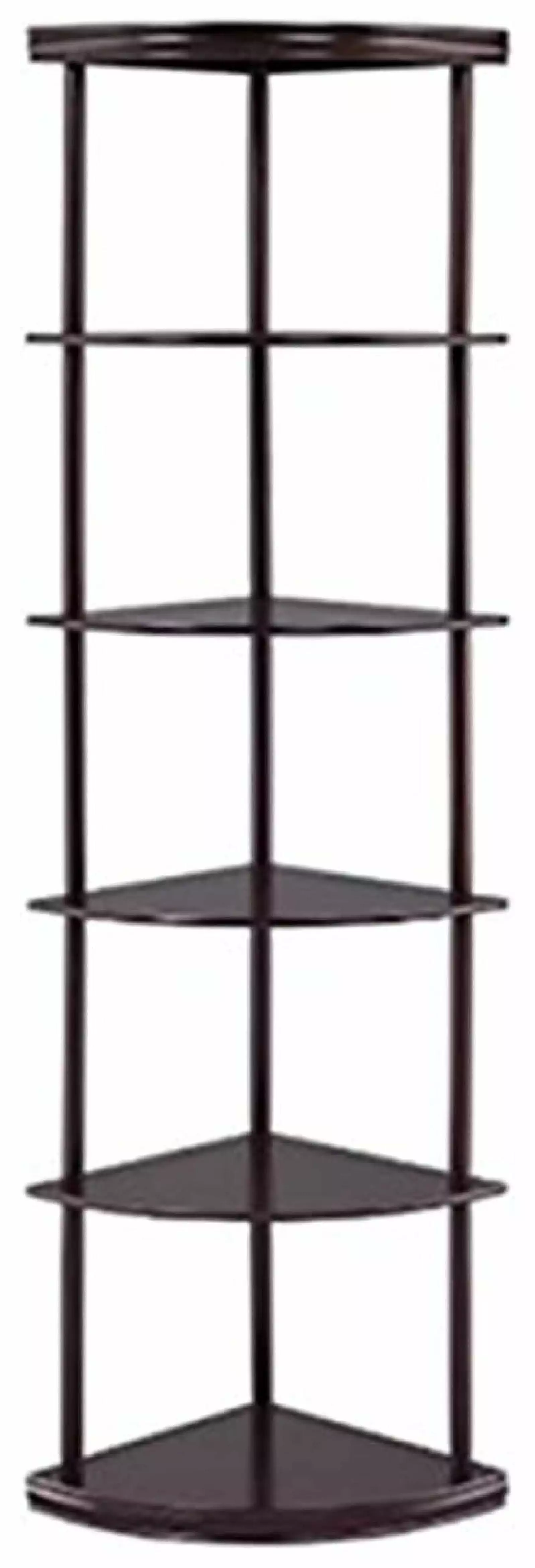 5-Shelf Corner Bookshelf Cappuccino 800279 Living Room Bedroom Home Office Zazesaby