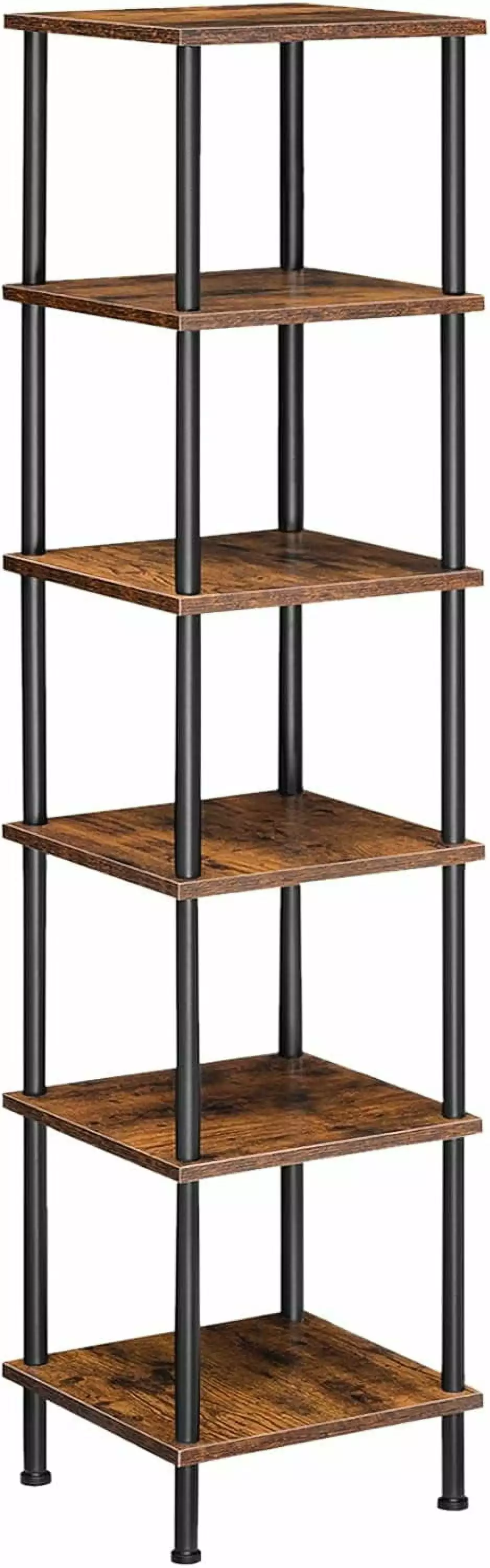 6-Tier Corner Square Rack Display Shelf Rustic Brown and Black byt