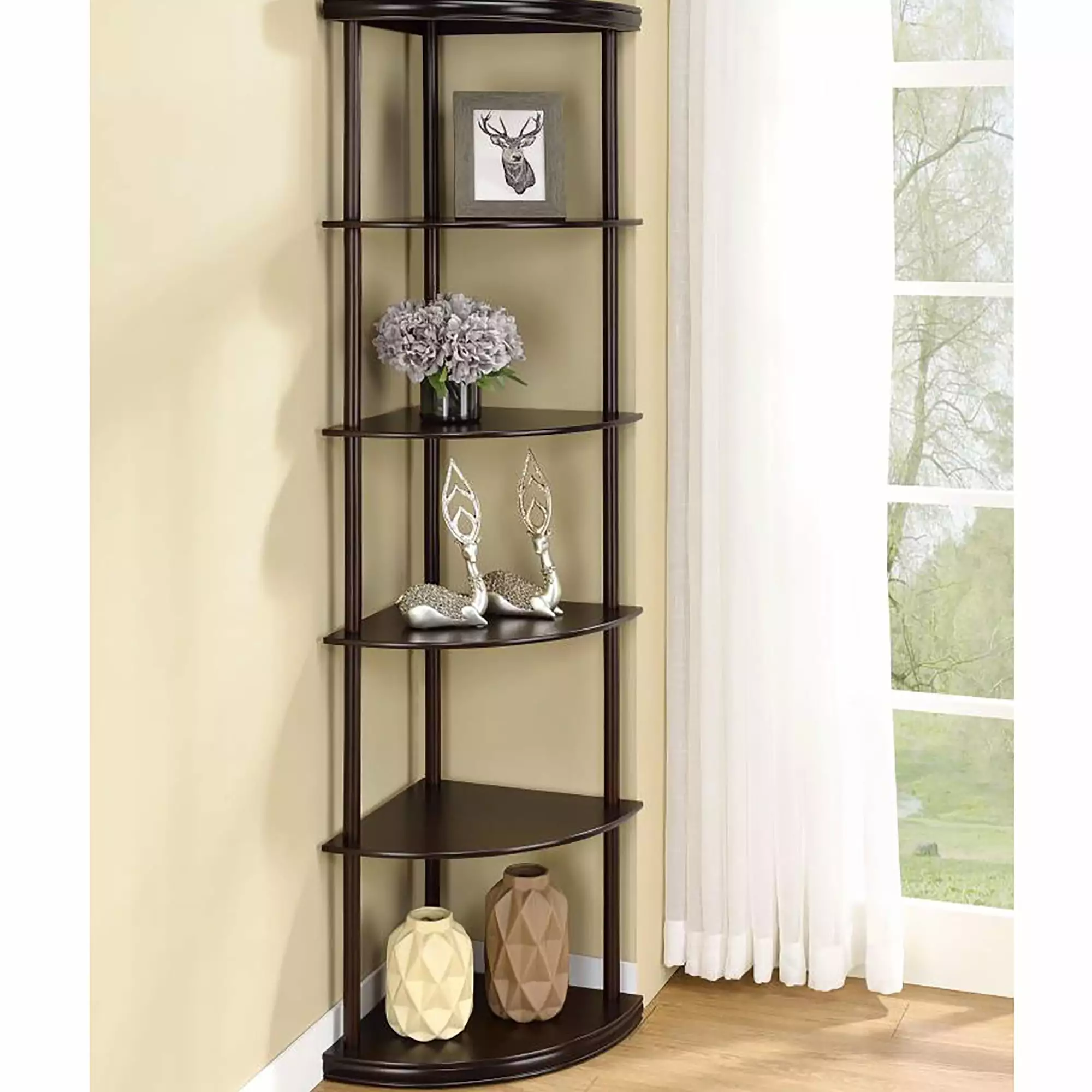 DeeHome Salena Cappuccino Corner Bookcase