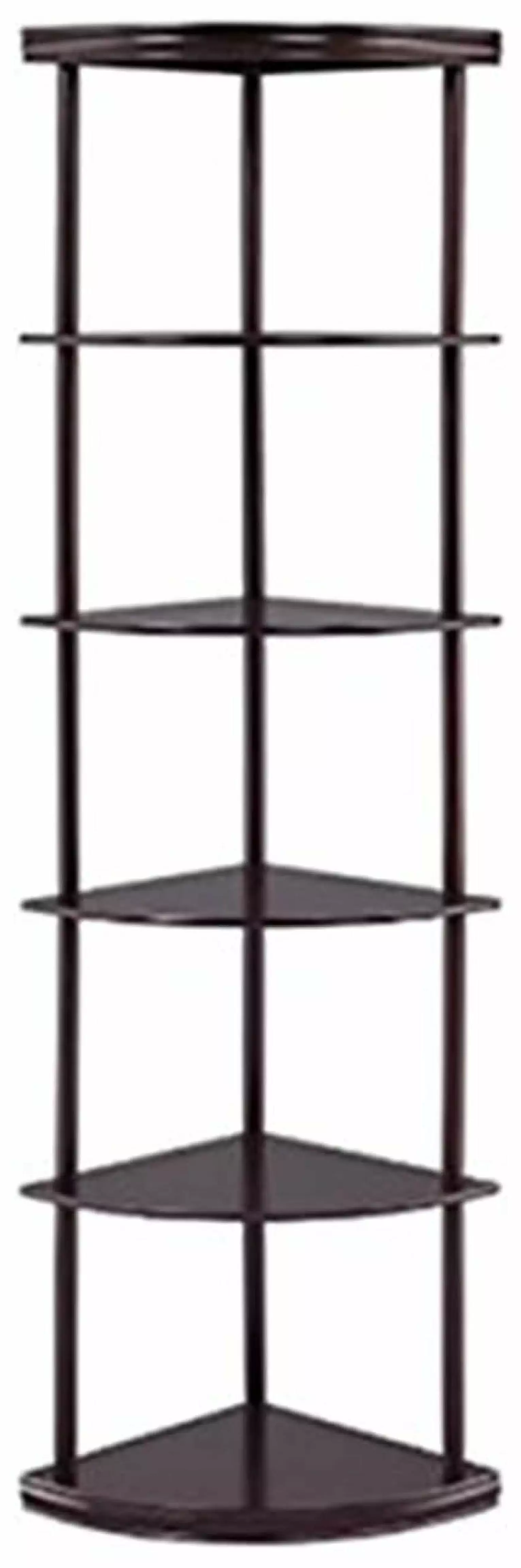 5-Shelf Corner Bookshelf Cappuccino Finish Living Room or Office Ditangy