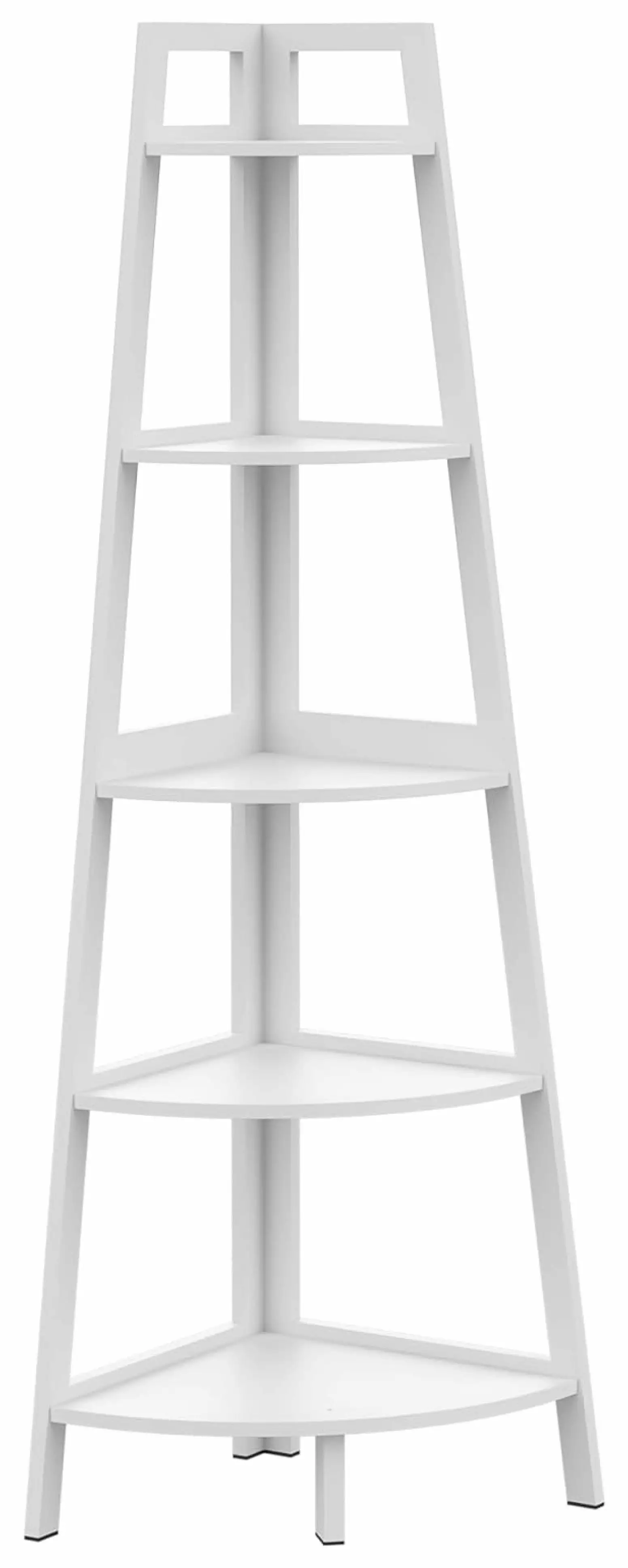 Drevy Upgraded 70 Inch Tall Bamboo Corner Bookshelf 5 Tiers White