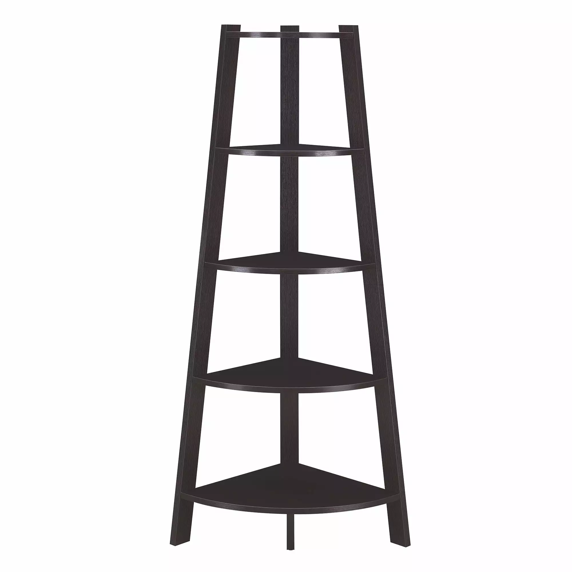 Ergode Newport 5 Tier Wide Corner Bookshelf Farmhouse Design MDF Construction Espresso