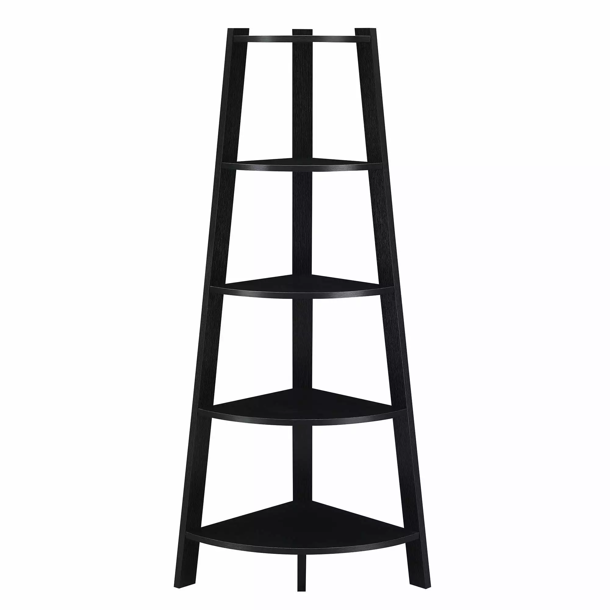 Ergode Newport 5 Tier Wide Corner Bookshelf Farmhouse Style Design Black
