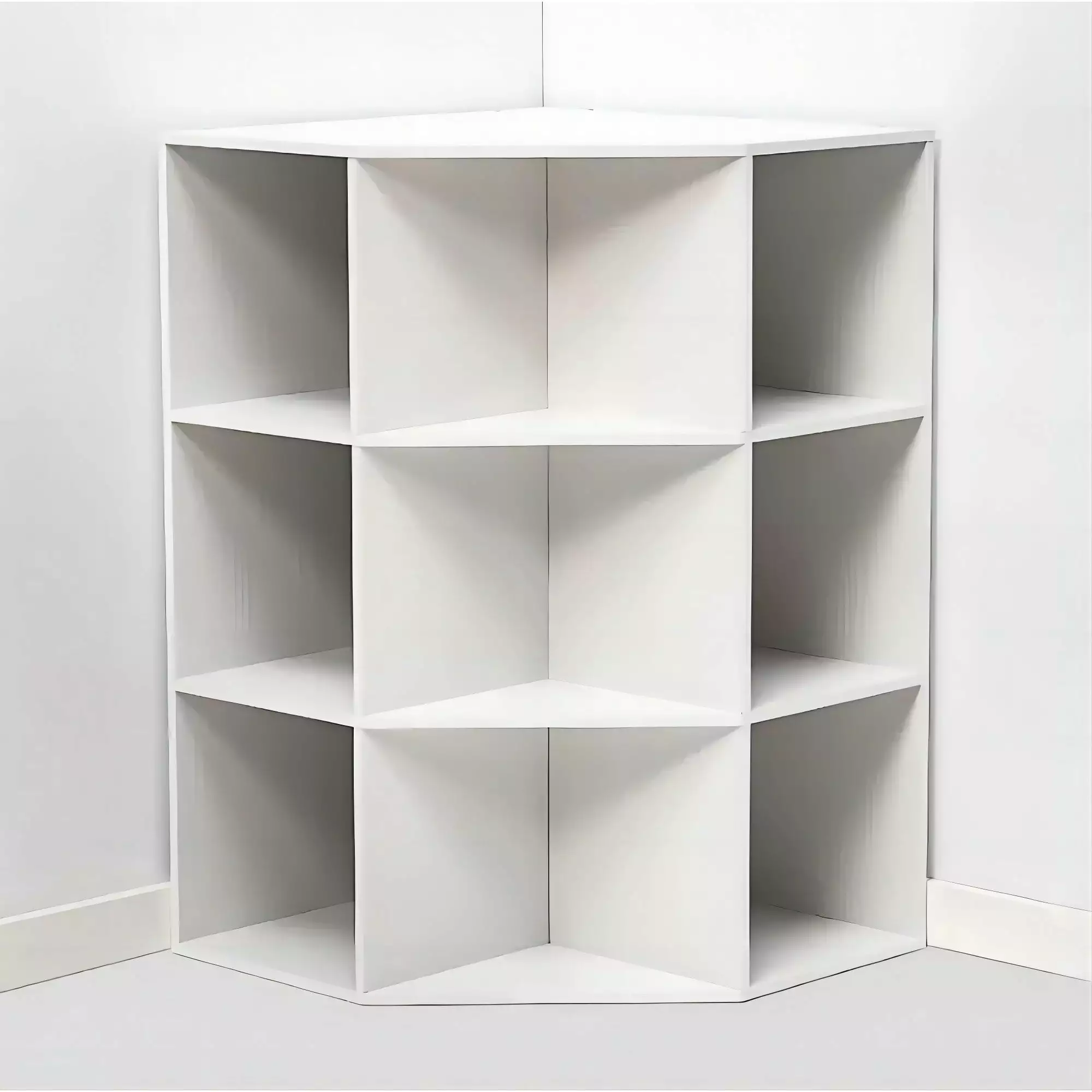 White Corner Cube Bookcase 9 Compartments Wooden Corner Bookcase Living Room Office FHWMsafg