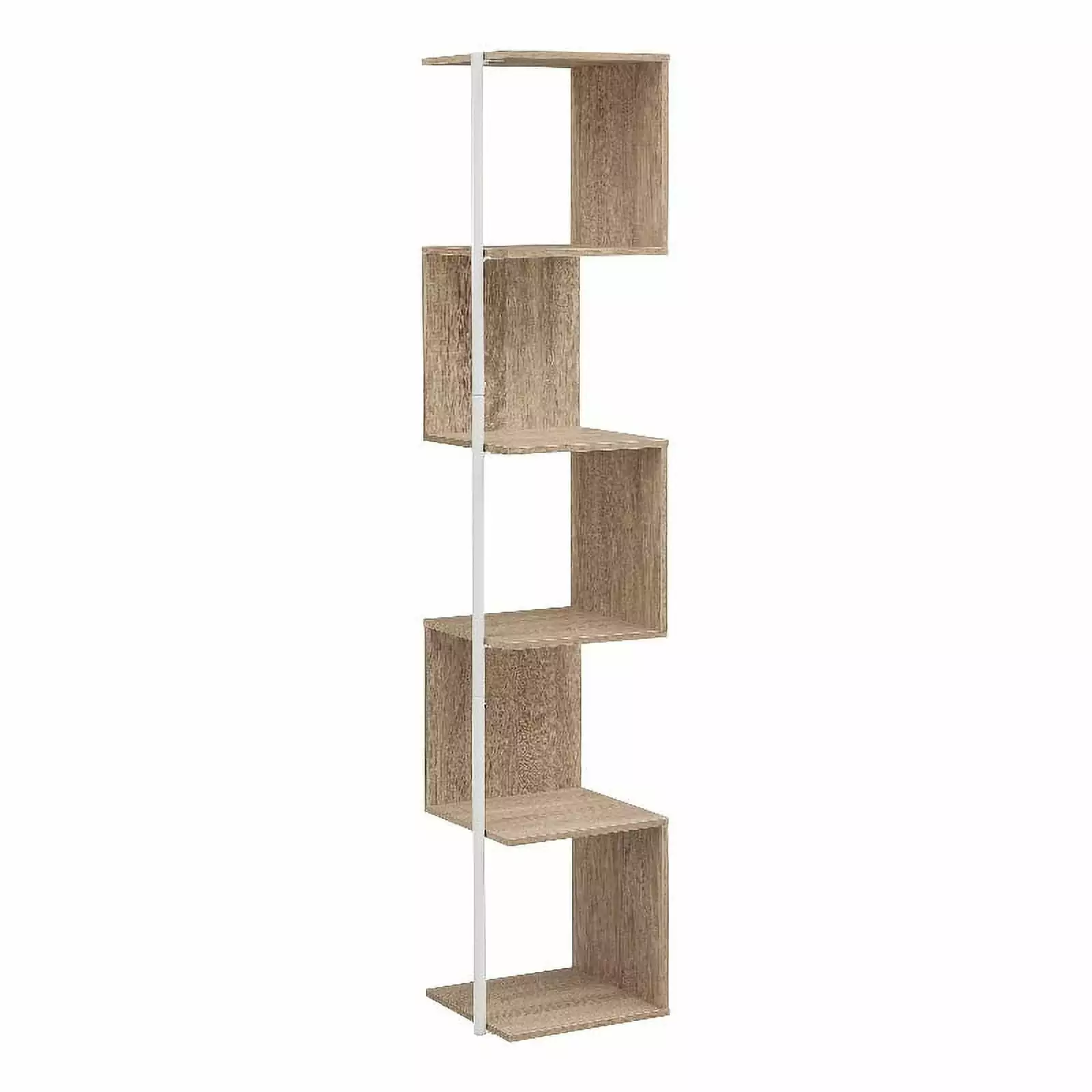 Furniture America Cirion Modern Wood 5-Shelf Corner Bookcase Natural