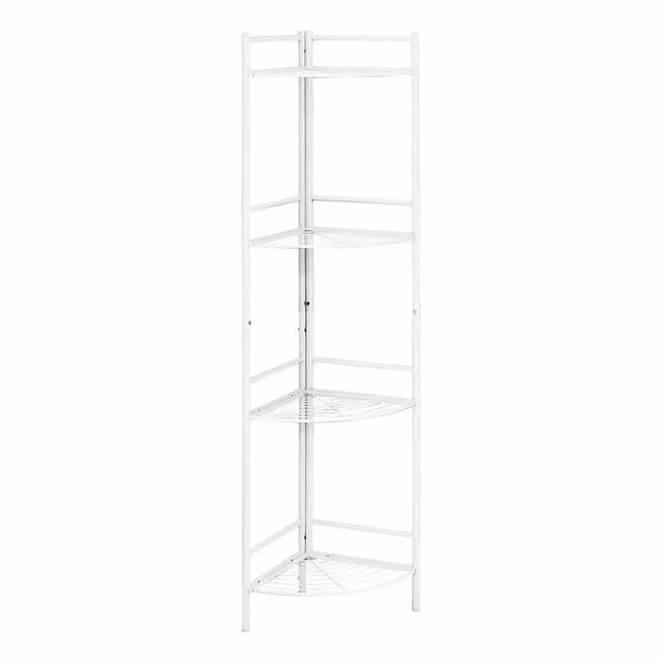 HomeRoots White Metal Corner Etagere Bookcase 18.5 x 13.5 x 57.75 Inches