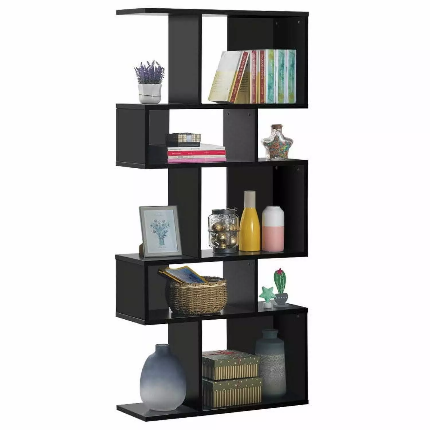 Corner Bookshelf 67 Inch Organize Style L-Shaped Bookcase Storage Display Shelf Home Office Living Room Hooya Imp.& Exp.