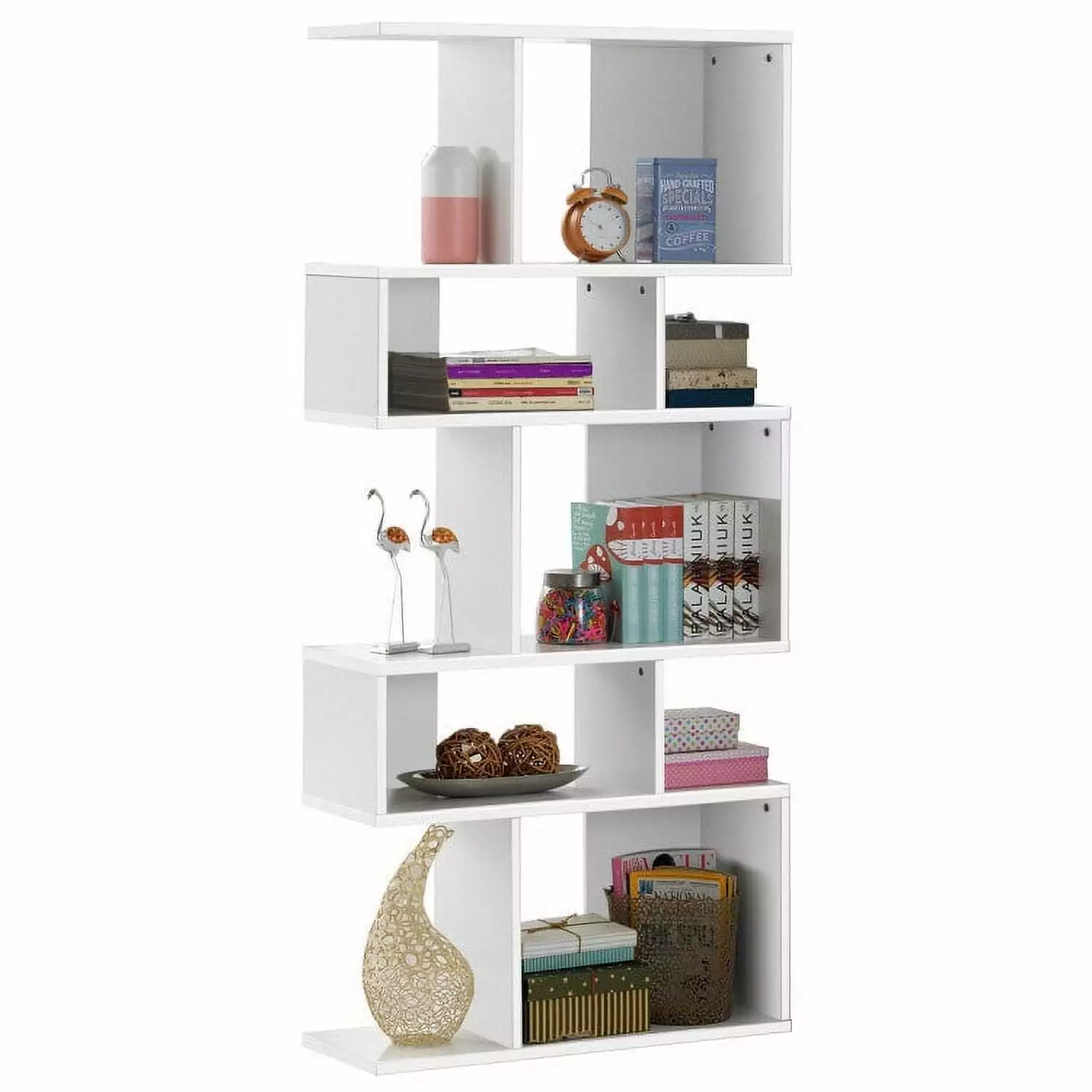 Modern Corner Bookshelf 67 Inch Stylish Storage Display Shelf Standing Bookcase Living Room Home Office Hooya Imp.& Exp.