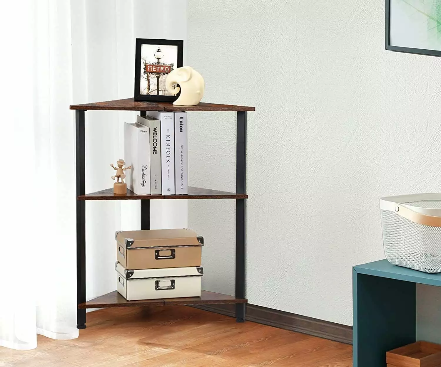 3 Tier Corner Bookshelf Heavy Duty Freestanding Shelf Stand Living Room Office OLOV