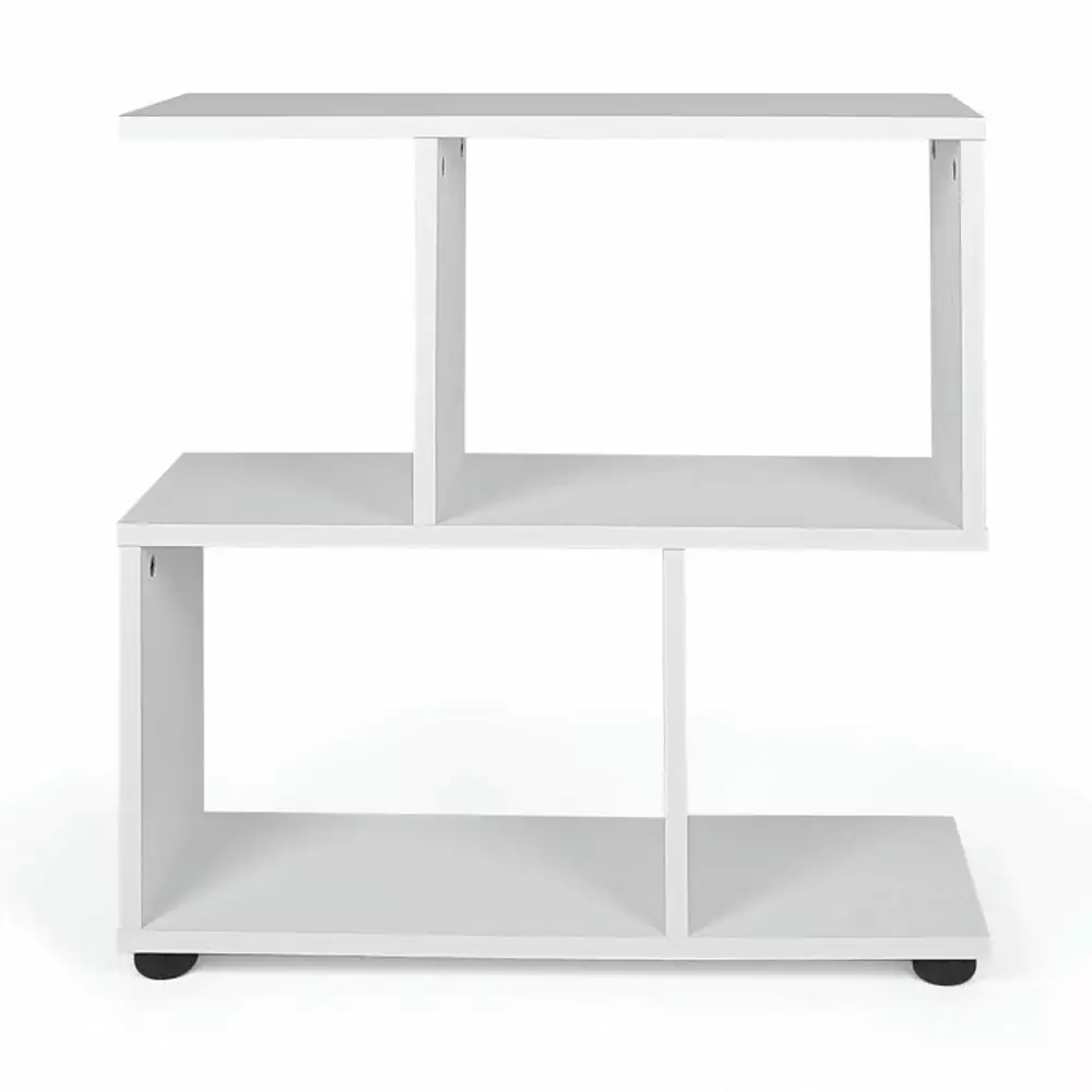 Topcobe 24 3-Tier Geometric Bookshelf Corner Storage Organizer Thick Foot Pads White