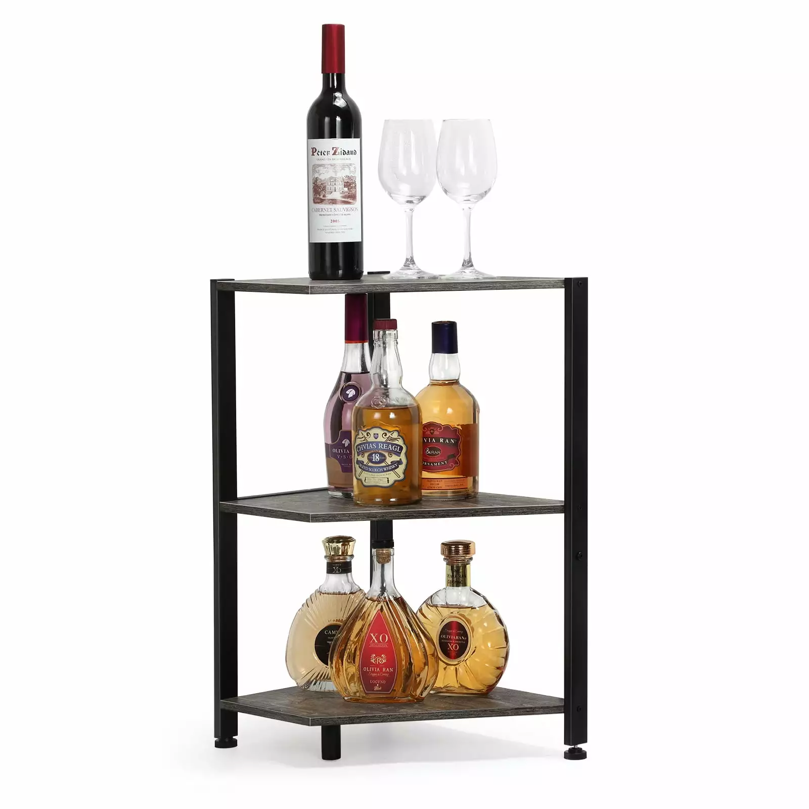 Corner Bookshelf 3 Tier Corner Bookshelf Freestanding Corner Bookshelf Shelf Wooden Storage Shelf Metal Frame Entryway Hom...