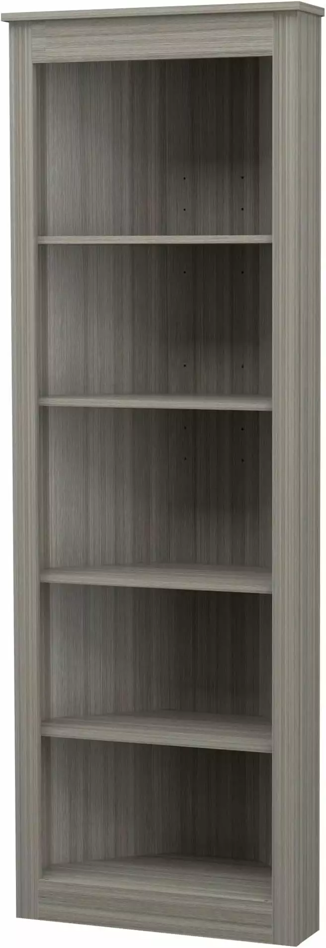 XINZHEN 71 5-Shelf Corner Bookcase Gray Smoke Oak Home Office
