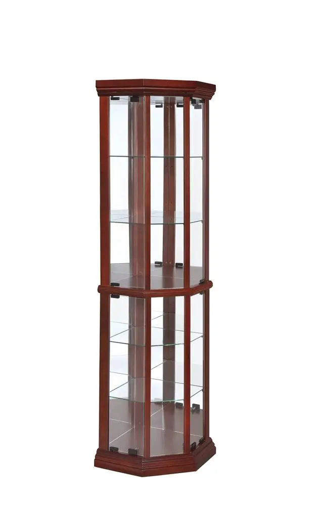 Appledale 6-shelf Corner Curio Cabinet Medium Brown Display Storage