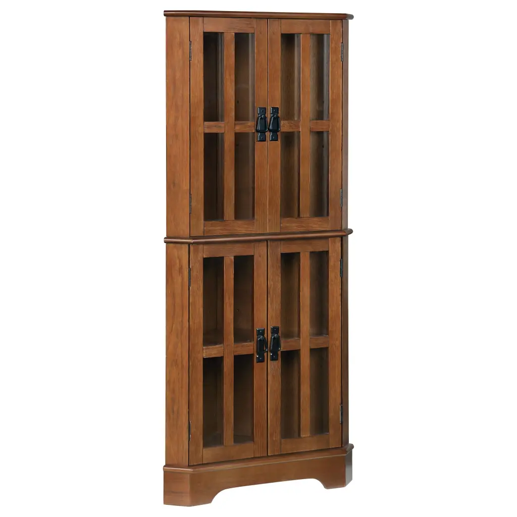 Coreosis 4-shelf Corner Curio Cabinet Golden Brown Display Storage