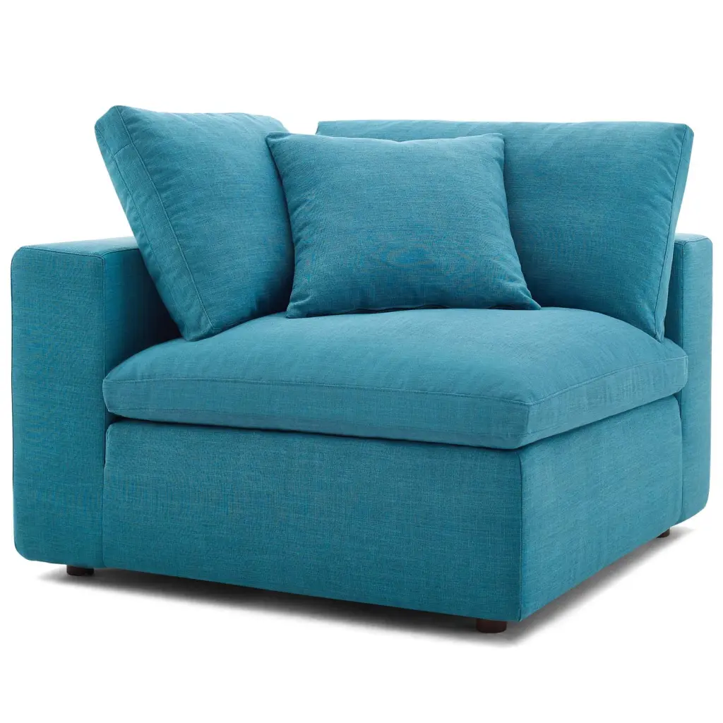 Modern Contemporary Urban Design Aqua Blue Fabric Living Room Sofa Corner Chair