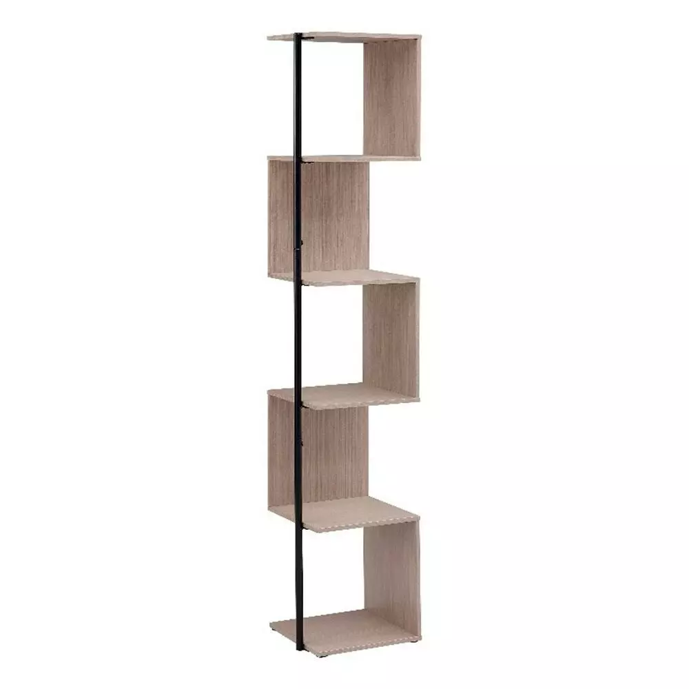 Bowery Hill Modern Wood 5-Shelf Corner Bookcase Blush Pink Home Office Living Room