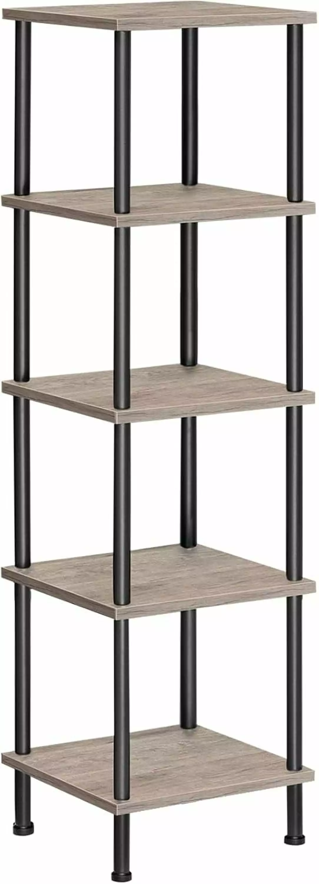 5-Tier Corner Shelf Stand Square Rack Display Shelf Small Spaces Living Room Home Office Kitchen Greige and Black byt