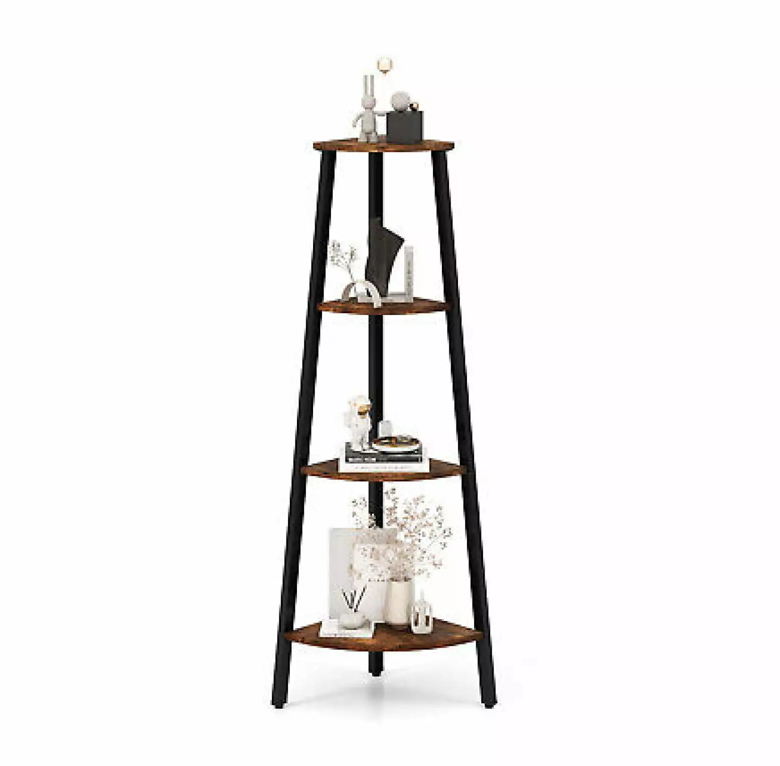 Depot Esh 4-Tier Corner Shelf Metal Storage Display Rack Bookcase Plant Stand