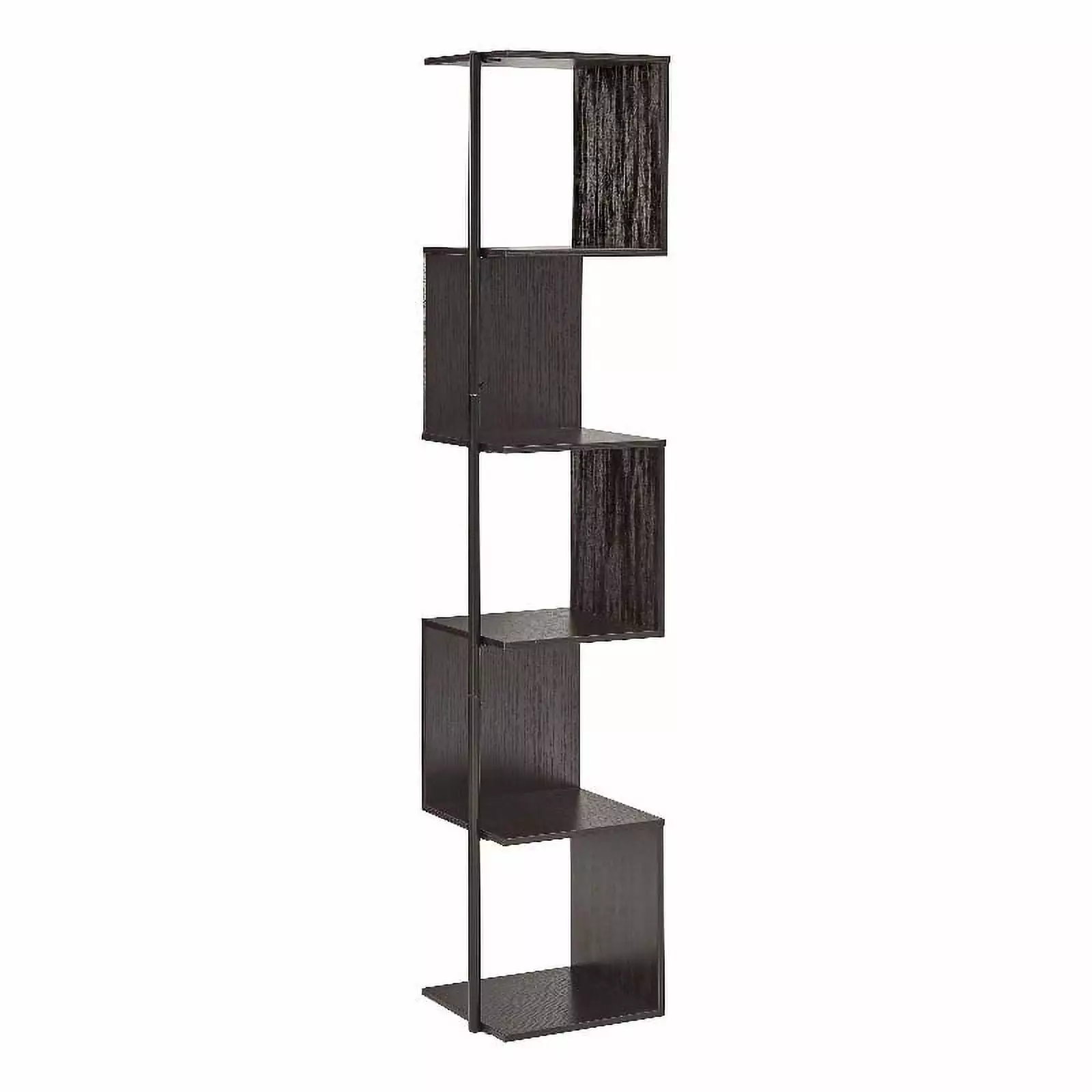Furniture America Cirion Modern Wood 5 Shelf Corner Bookcase Red Cocoa
