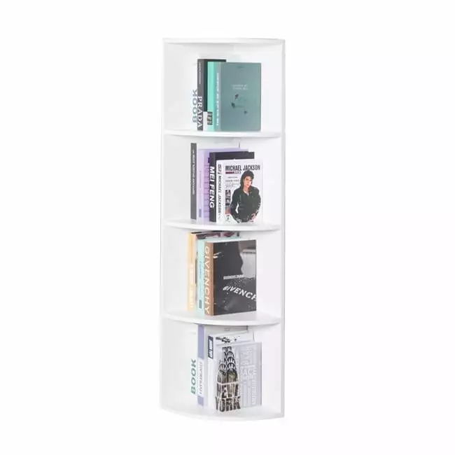51 x 11.75 x 11.75 . White Wall Corner 4 Tier Shelves Bookcase Home Office KD Cuna