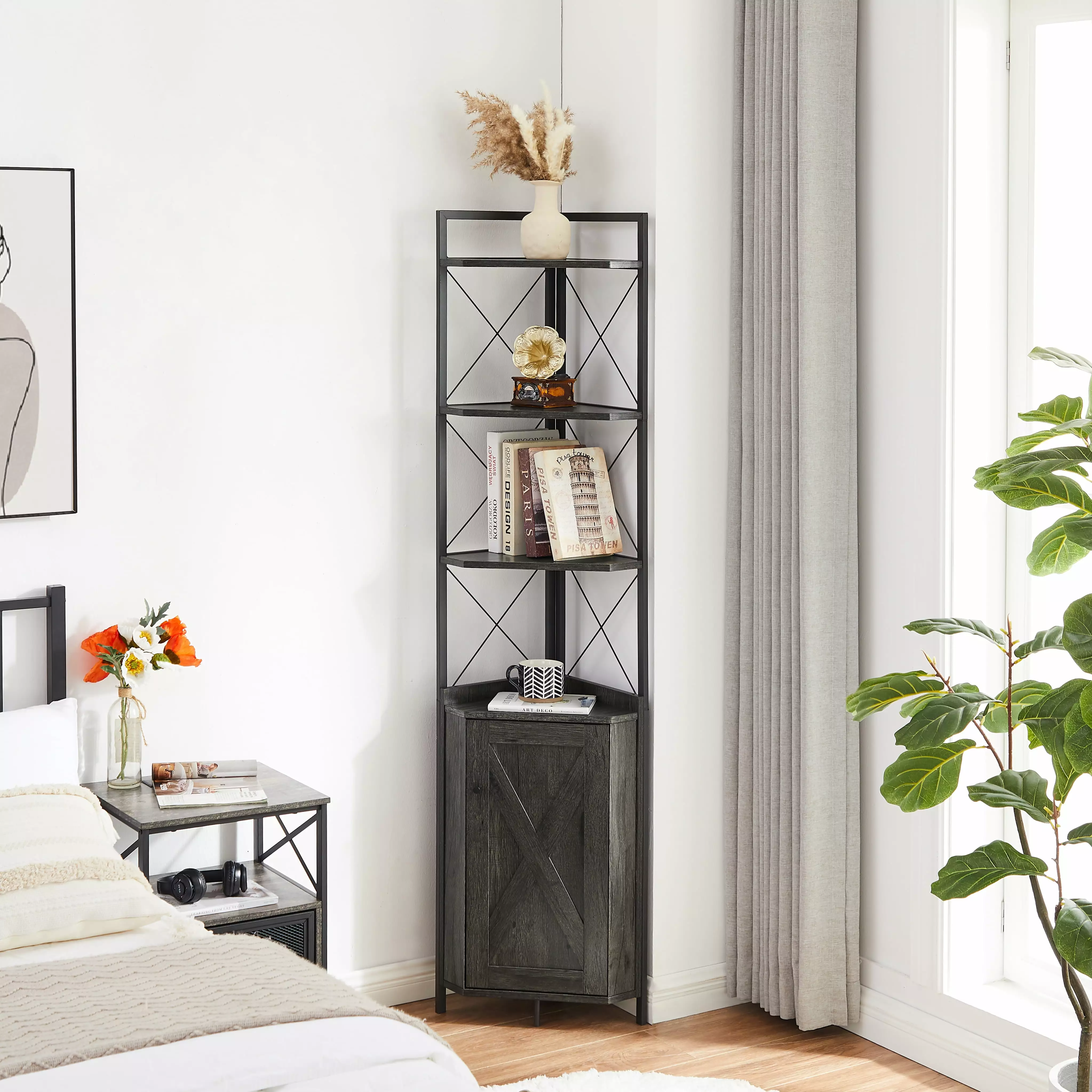 Adjustable 5-Tier Corner Shelf Stylish Storage Solution Legend