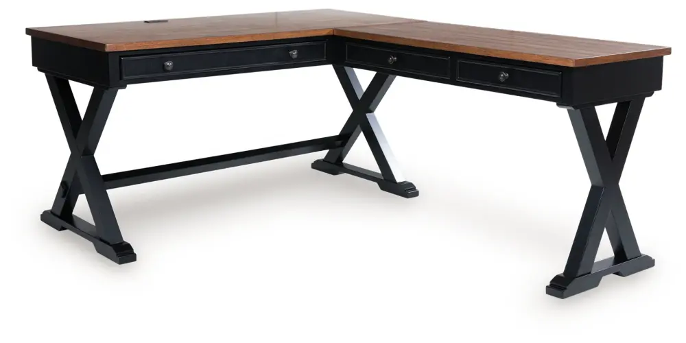Wildenauer - Home Office Desk And Return - Chestnut / Black Terracotta Finish