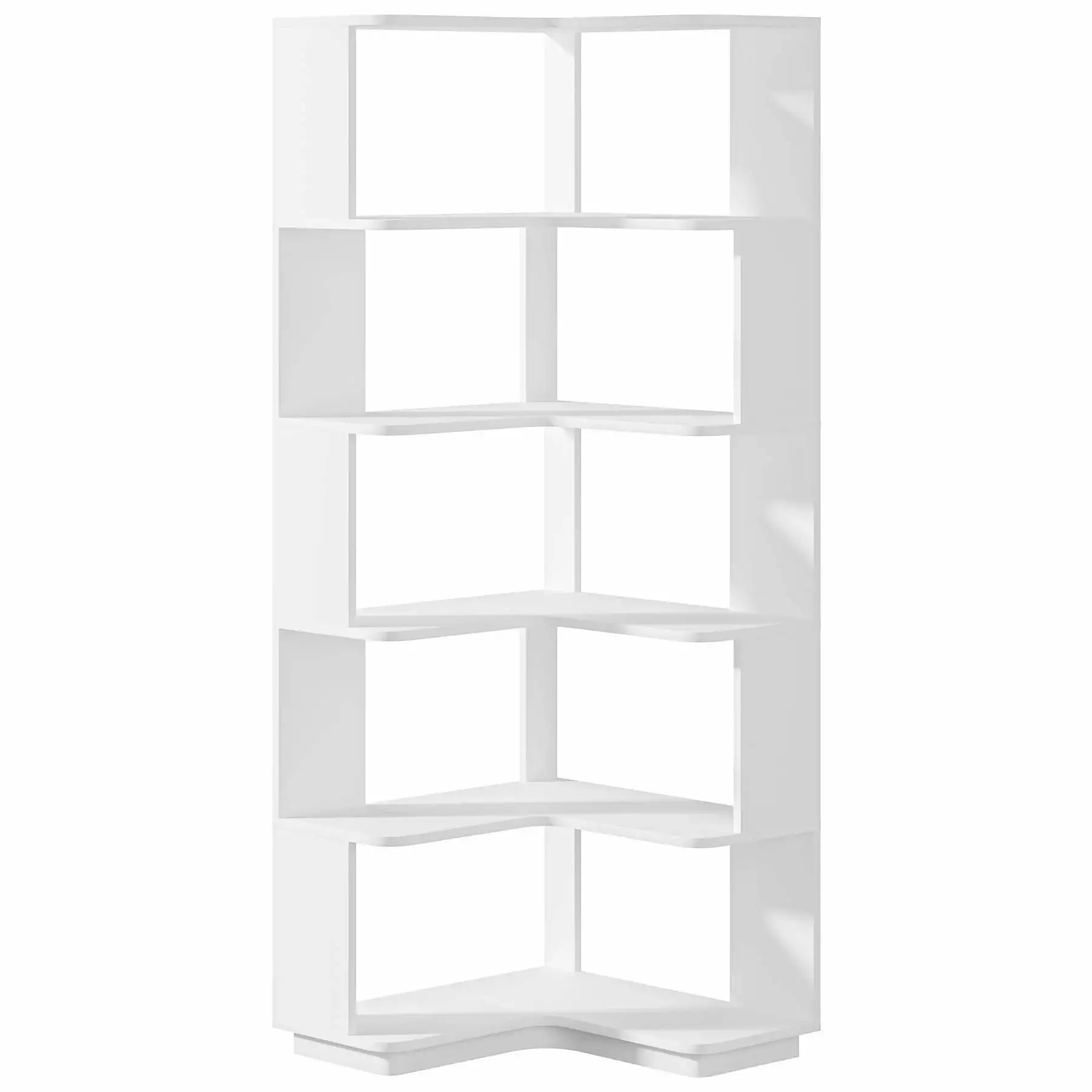YYAo White 6-Tier Corner Bookcase Anti-Drop Panel Buffet Sideboard Shelf