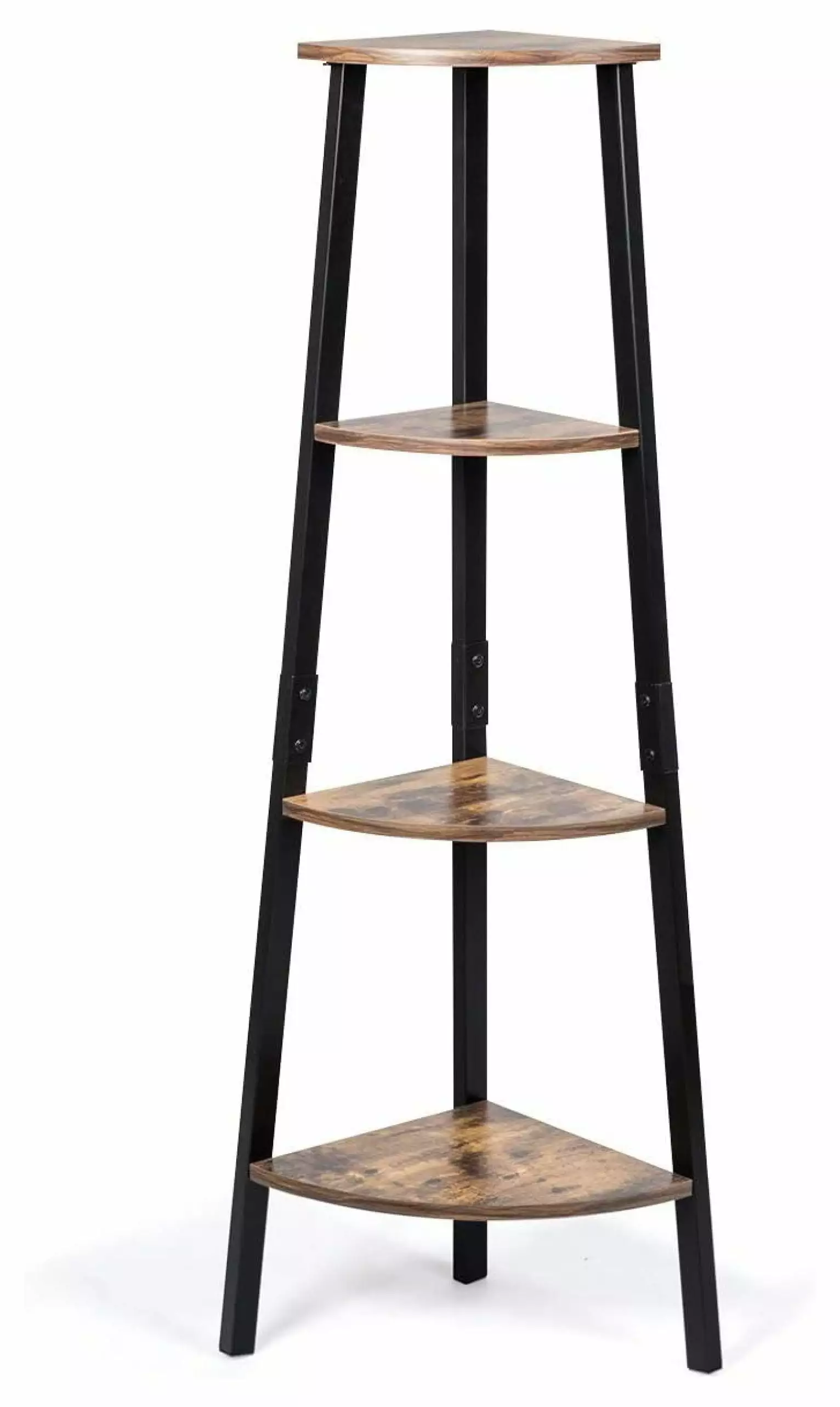 ZHI-22 Industrial Corner Shelf 4-Tier Ladder Bookshelf Metal Frame Bookcase Plant Stand Home Office