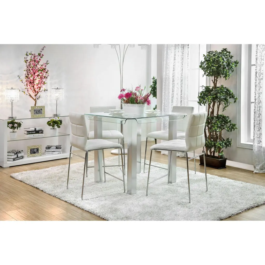 Richfield II Silver and Chrome Counter Height Table Kitchen