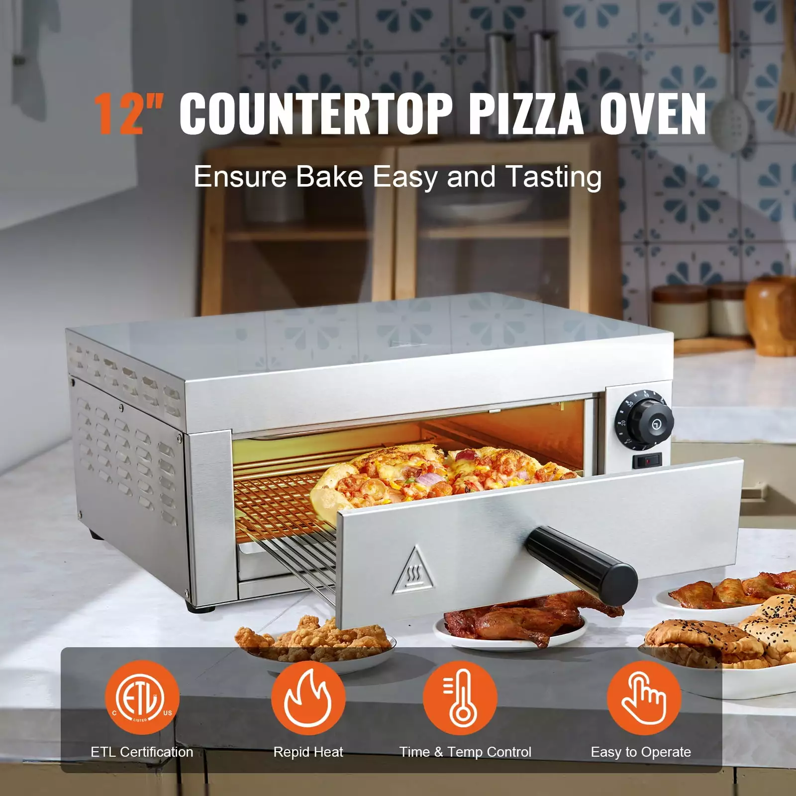 SKYSHALO 12-Inch Desktop Barca Oven Adjustable Temperature and 360 Baking Technology