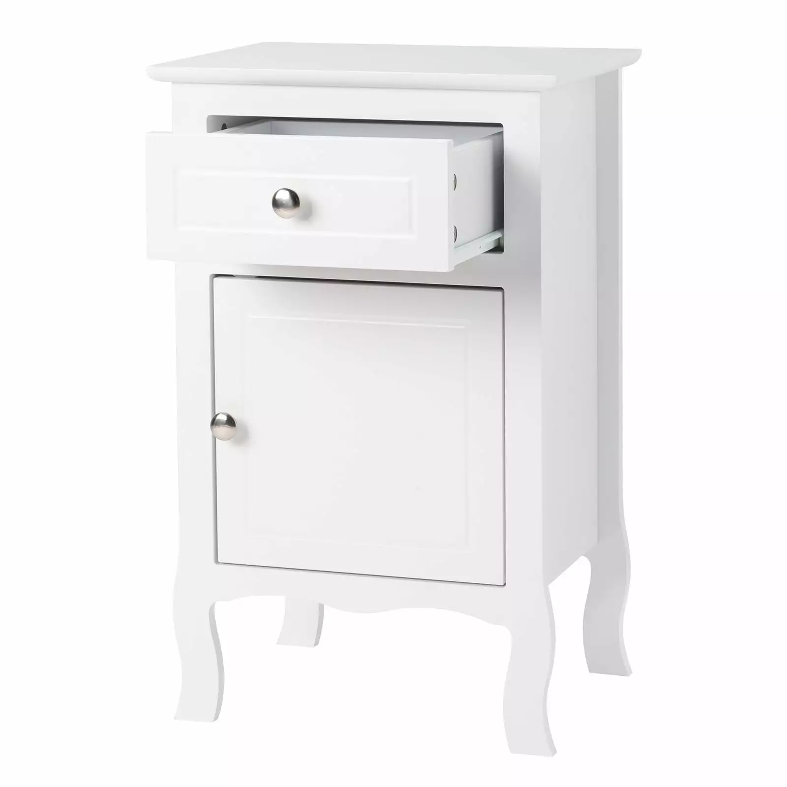 FCH Country Style MDF Spray Paint Curved Foot One Drawer One Door Night Table White Keyboarant