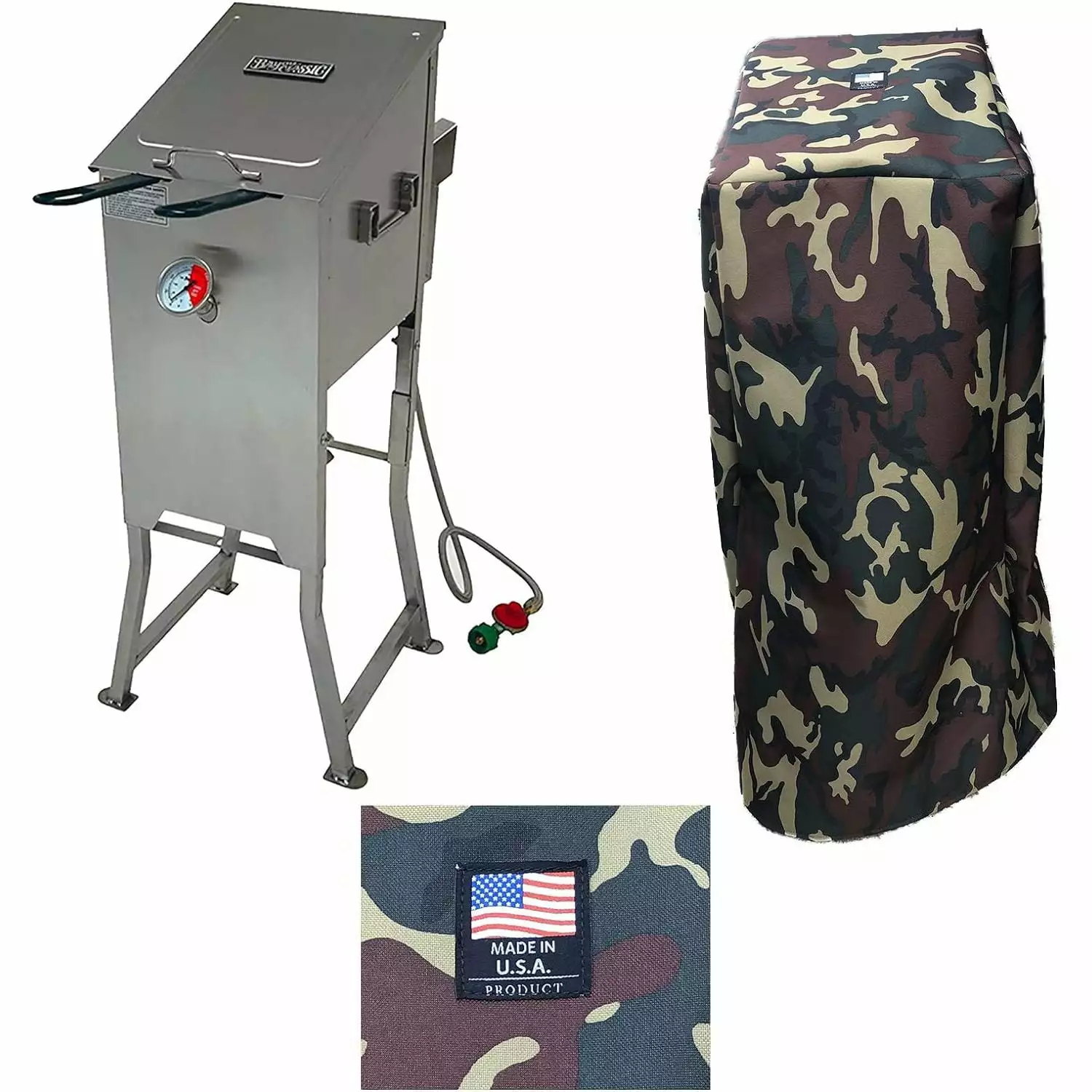 Enterprises Camouflage 700-701 Canvas Cover 4 Gallon Deep Fryer - Custom Made, Full Length, Protection from Elements, Made...