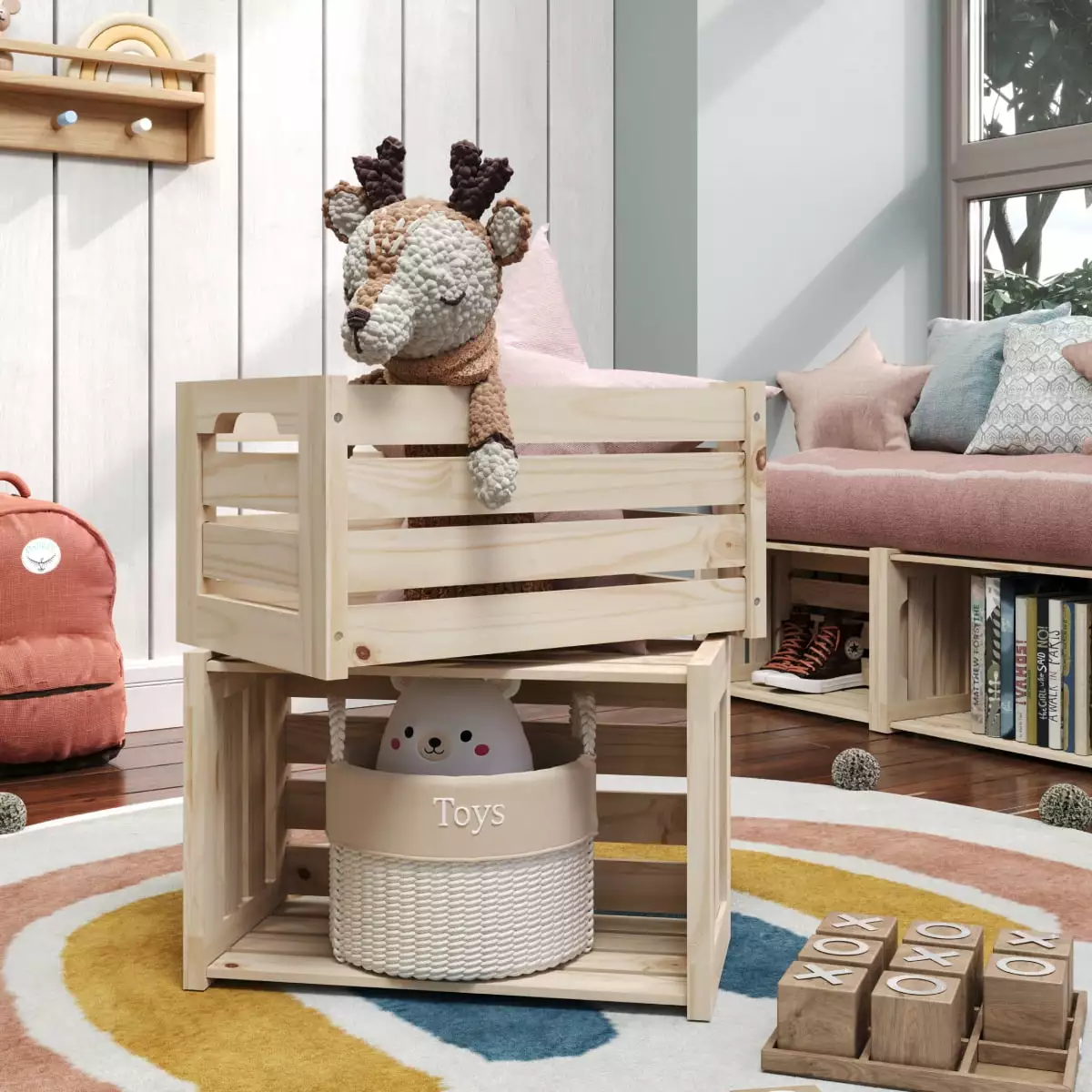 Set 2 Slatted Crates Furniture Dash Storage Bins