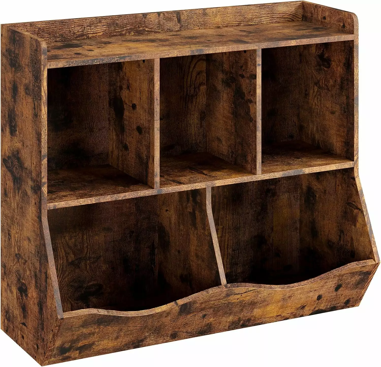 Kids Bookshelf Toy Storage 36 Inch Shelf 4 Cubby Multifunctional Chest Retro Brown WRP