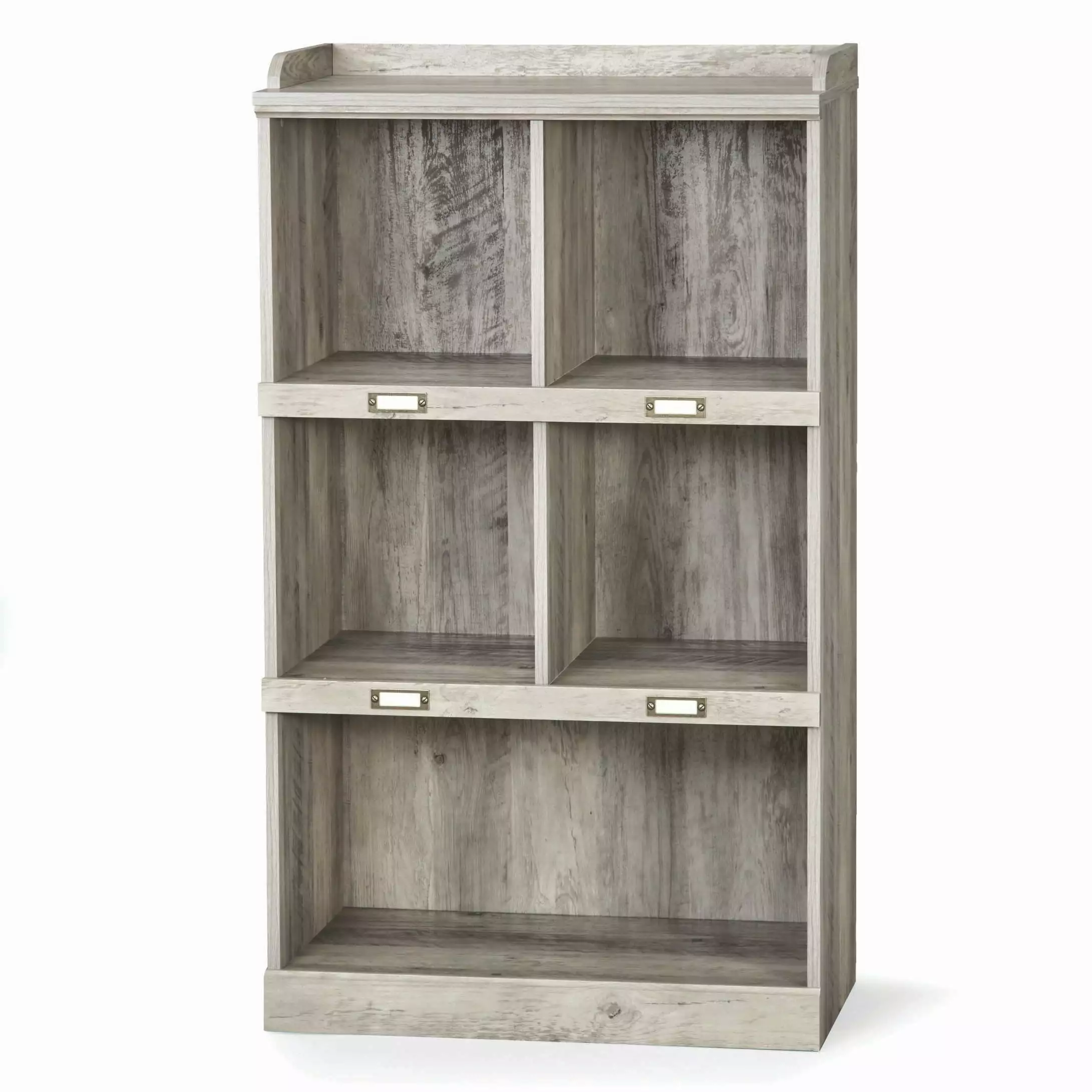 Better Homes & Gardens Modern Farmhouse 5-Cube Organizer Bookcase Name Plates Rustic Gray