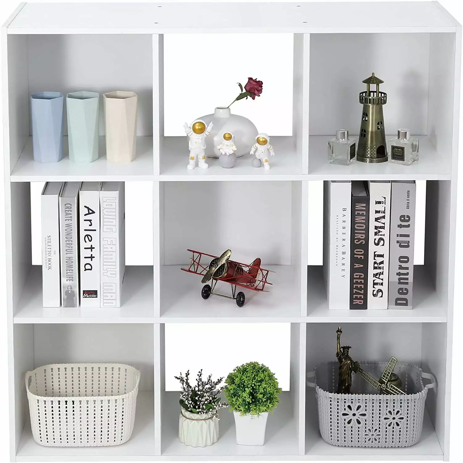 9 Cube Storage Organizer Wooden Display Shelf 5 Removable Back Panels Customizable Bookcase Bilot