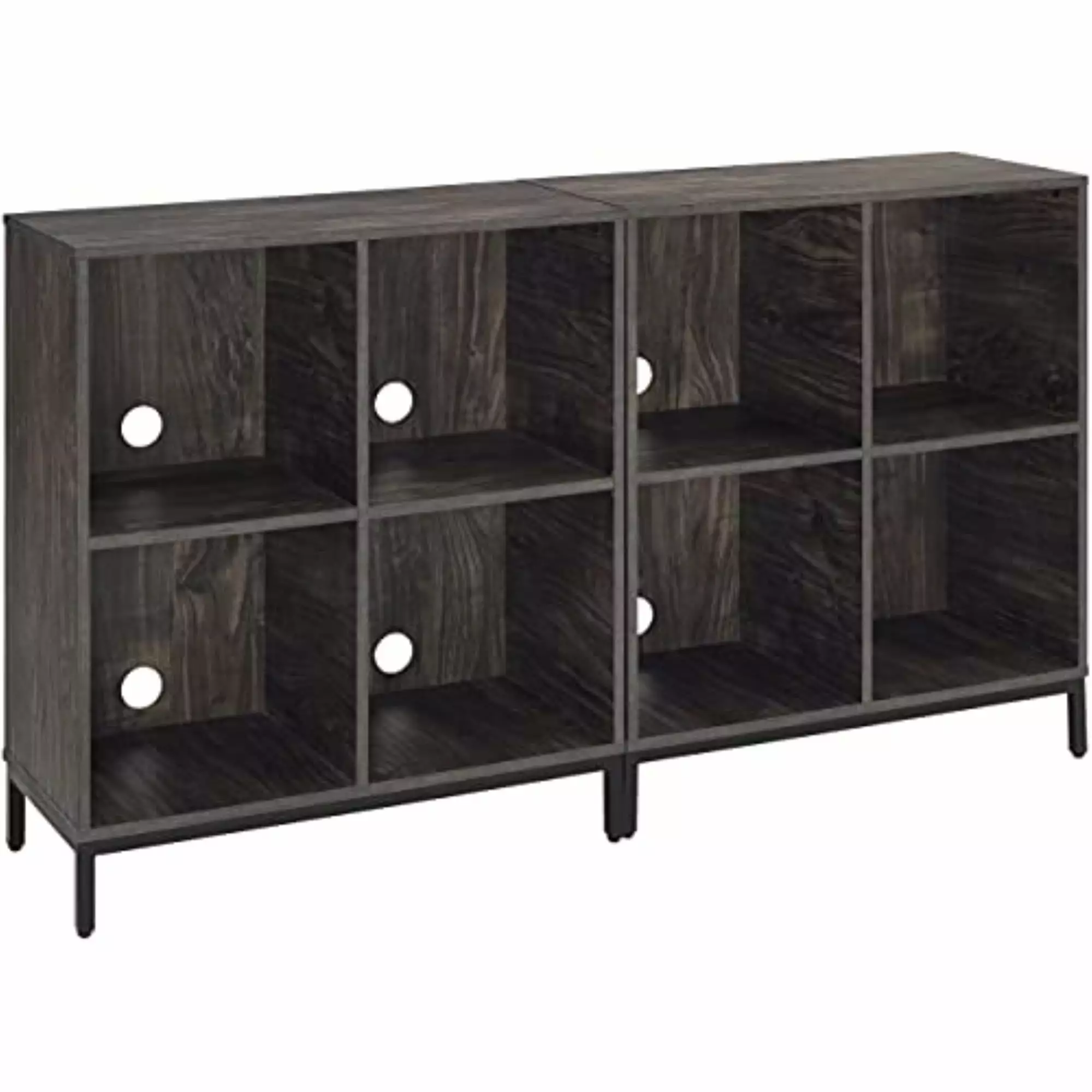 Crosley Furniture Jacobsen Wood Storage Cube Bookcase Brown Ash Set 2