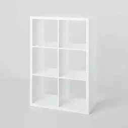 6 Cube Bookcase White Storage Shelf Living Room Office Vertical or Horizontal FHWMqwe