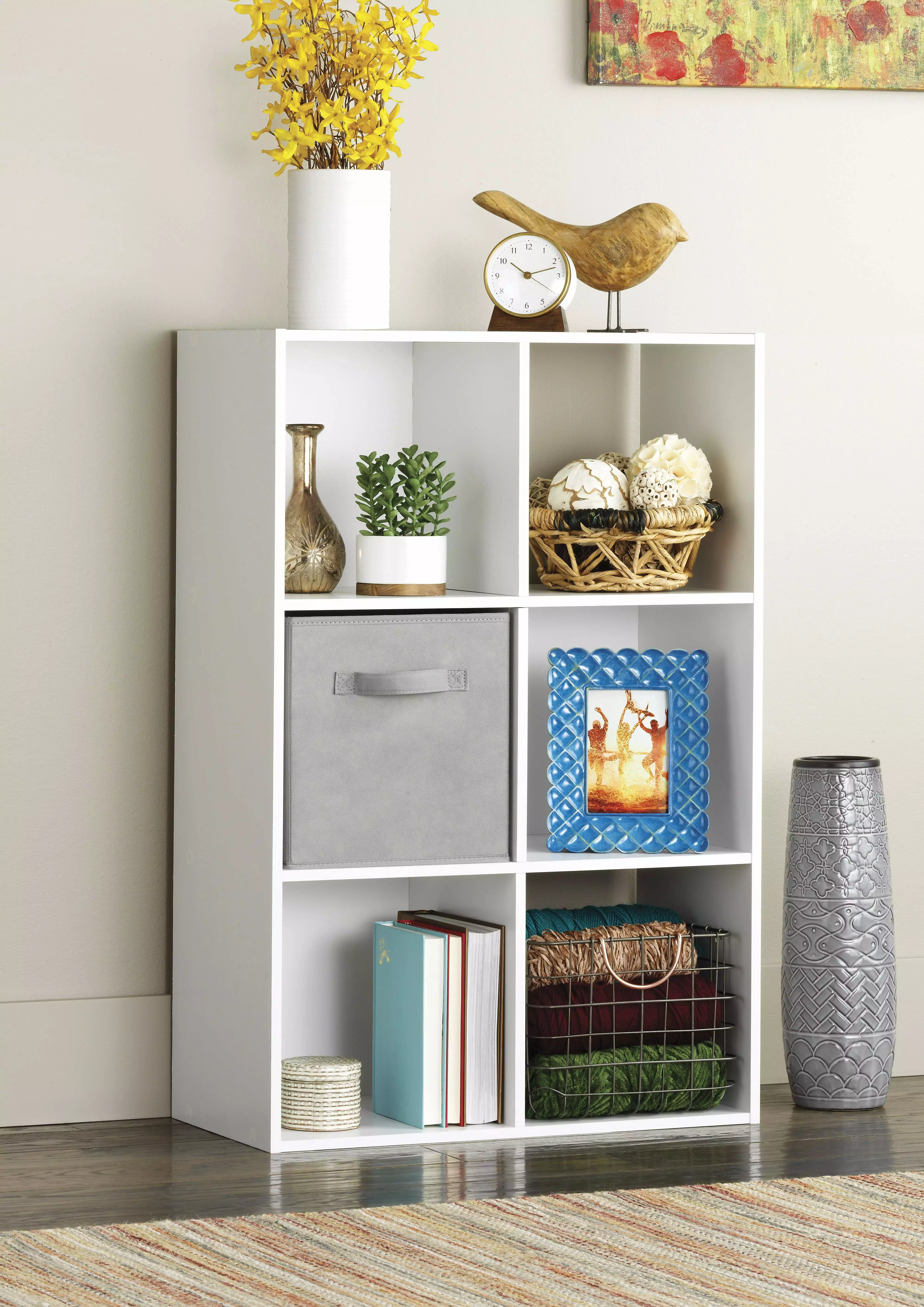 Whitmor 3 Shelf Cube Bookcase Organizer 6 Section White
