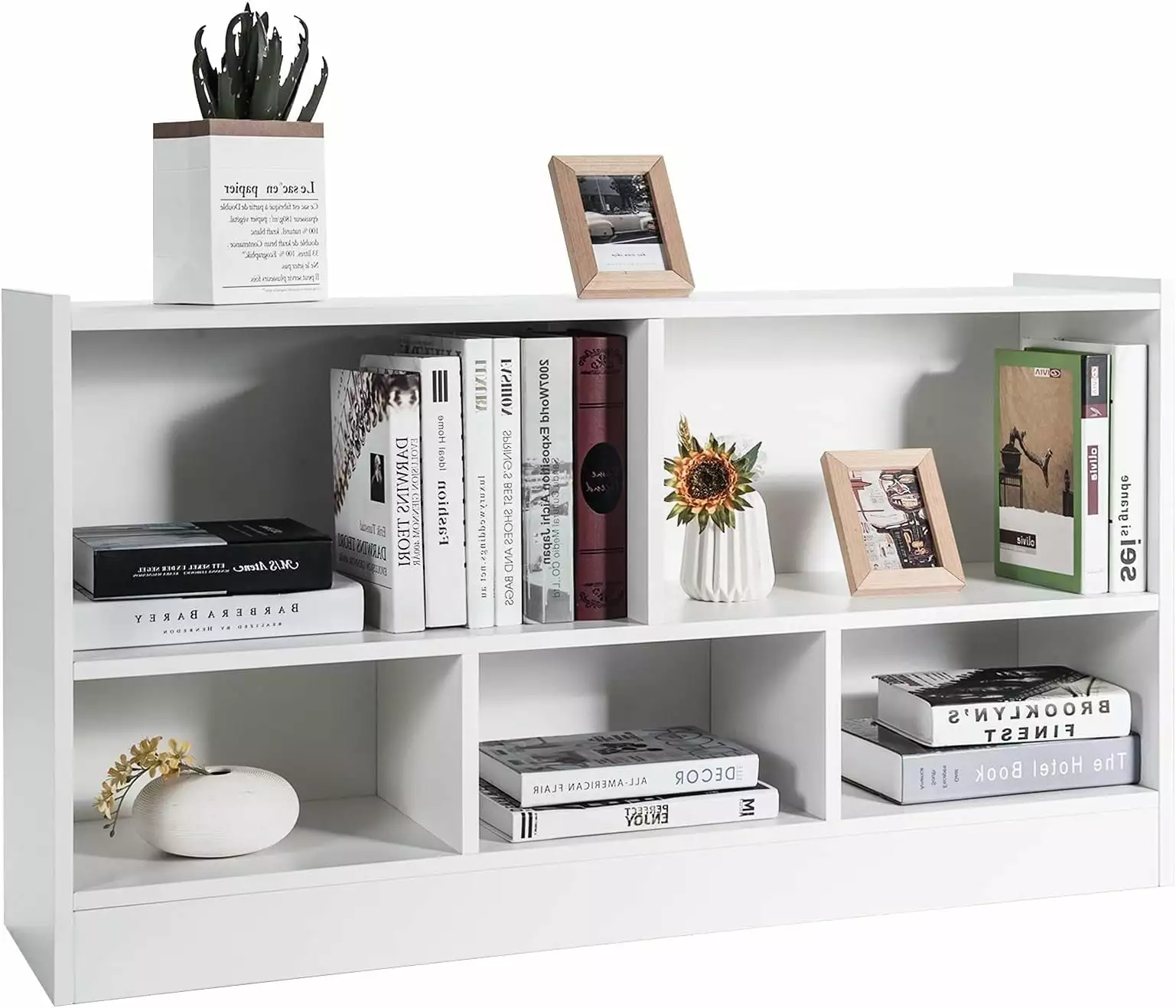 IFANNY 5 Cube Bookcase White Wood Bookshelf Open Storage Shelves Modern Display Shelf Bedroom Living Room XINZHEN